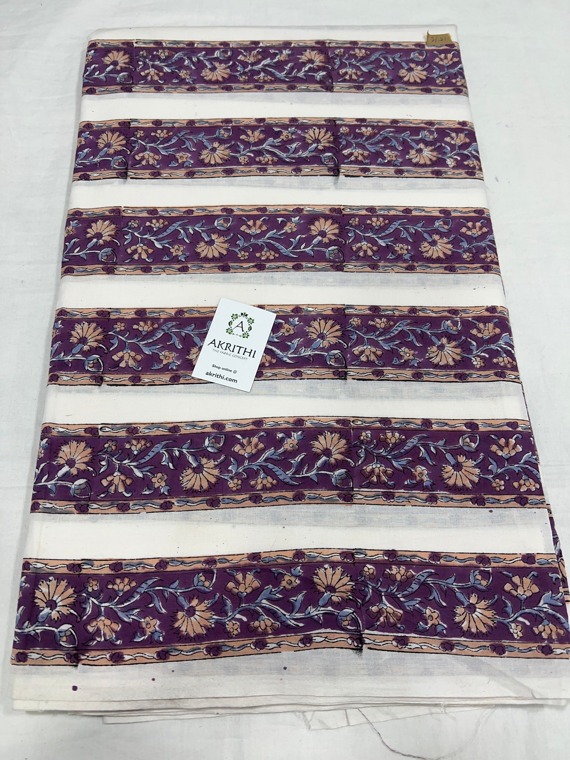 Hand block Printed pure cotton fabric