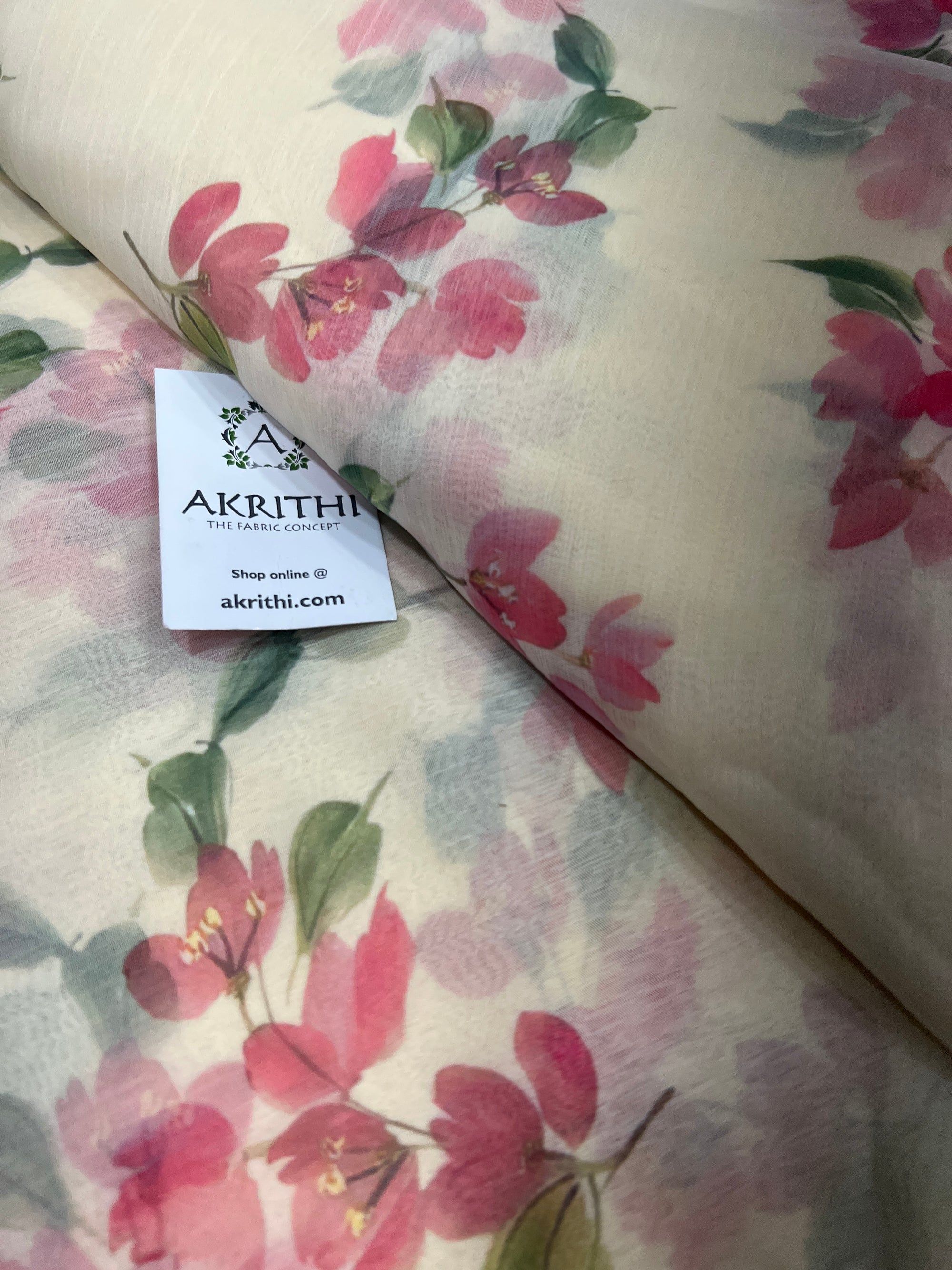 Digital floral printed chiffon fabric
