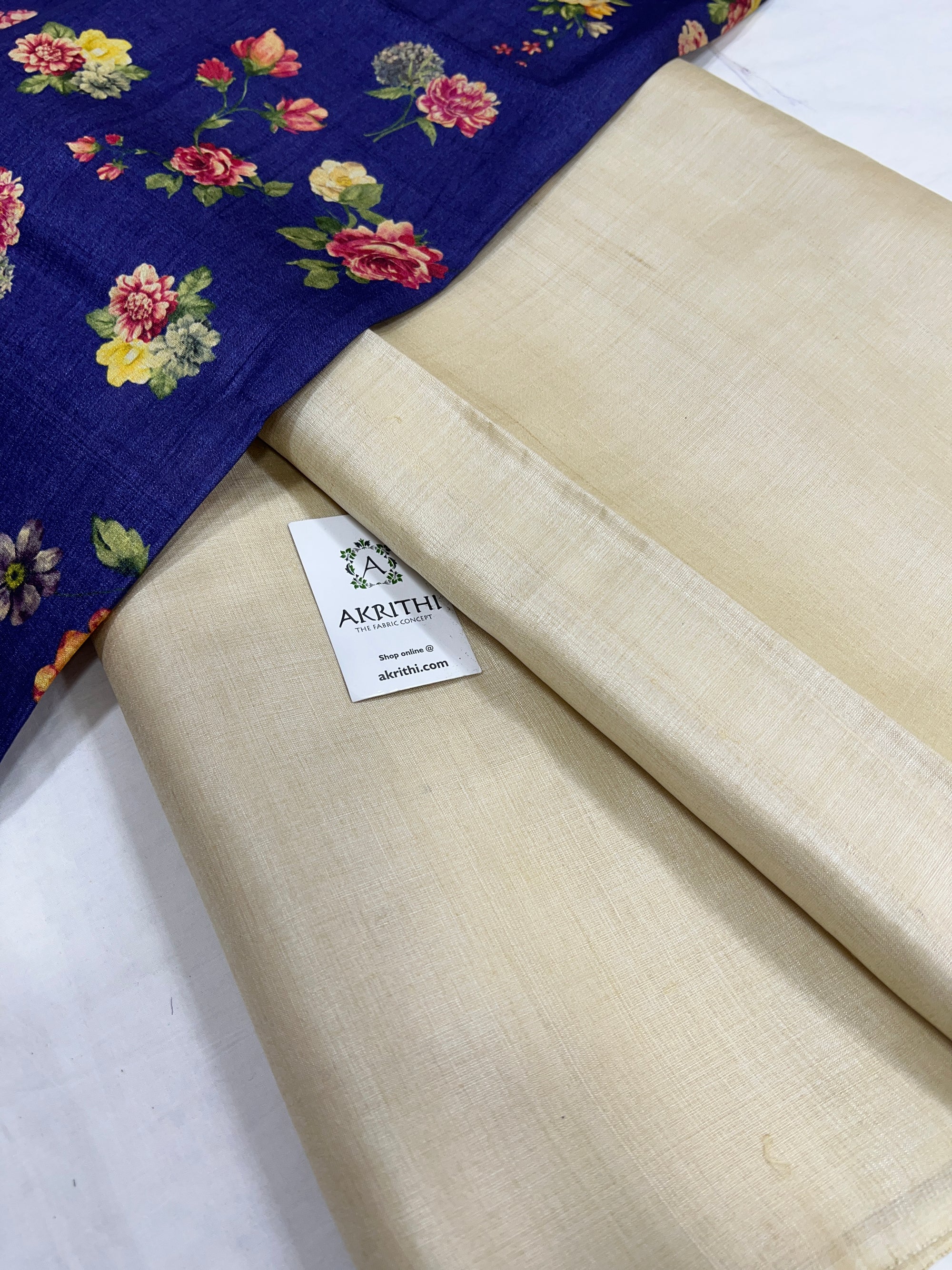 Pure tussar silk saree with printed tussar blouse