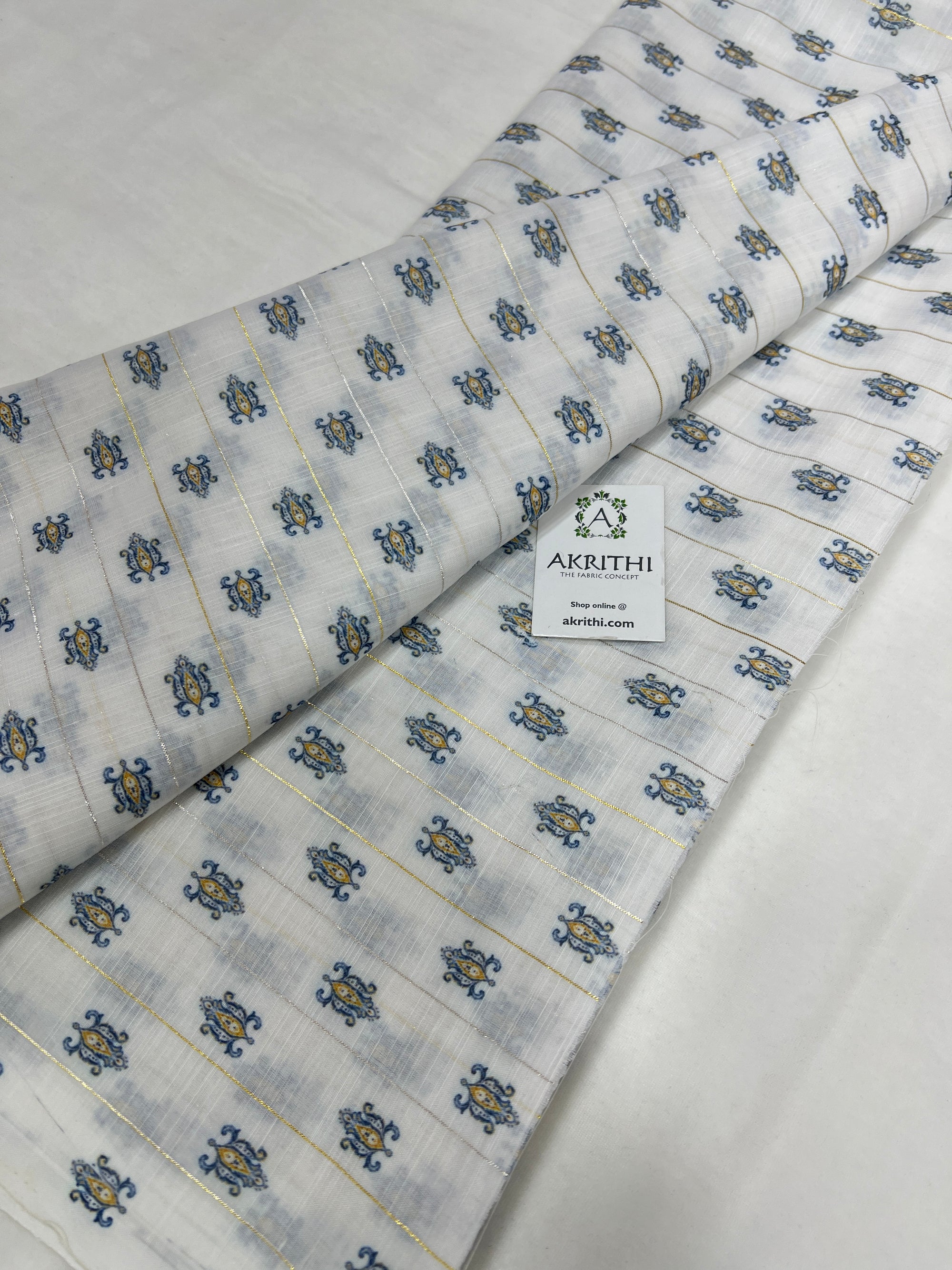 Digital printed munga fabric with Zari lines