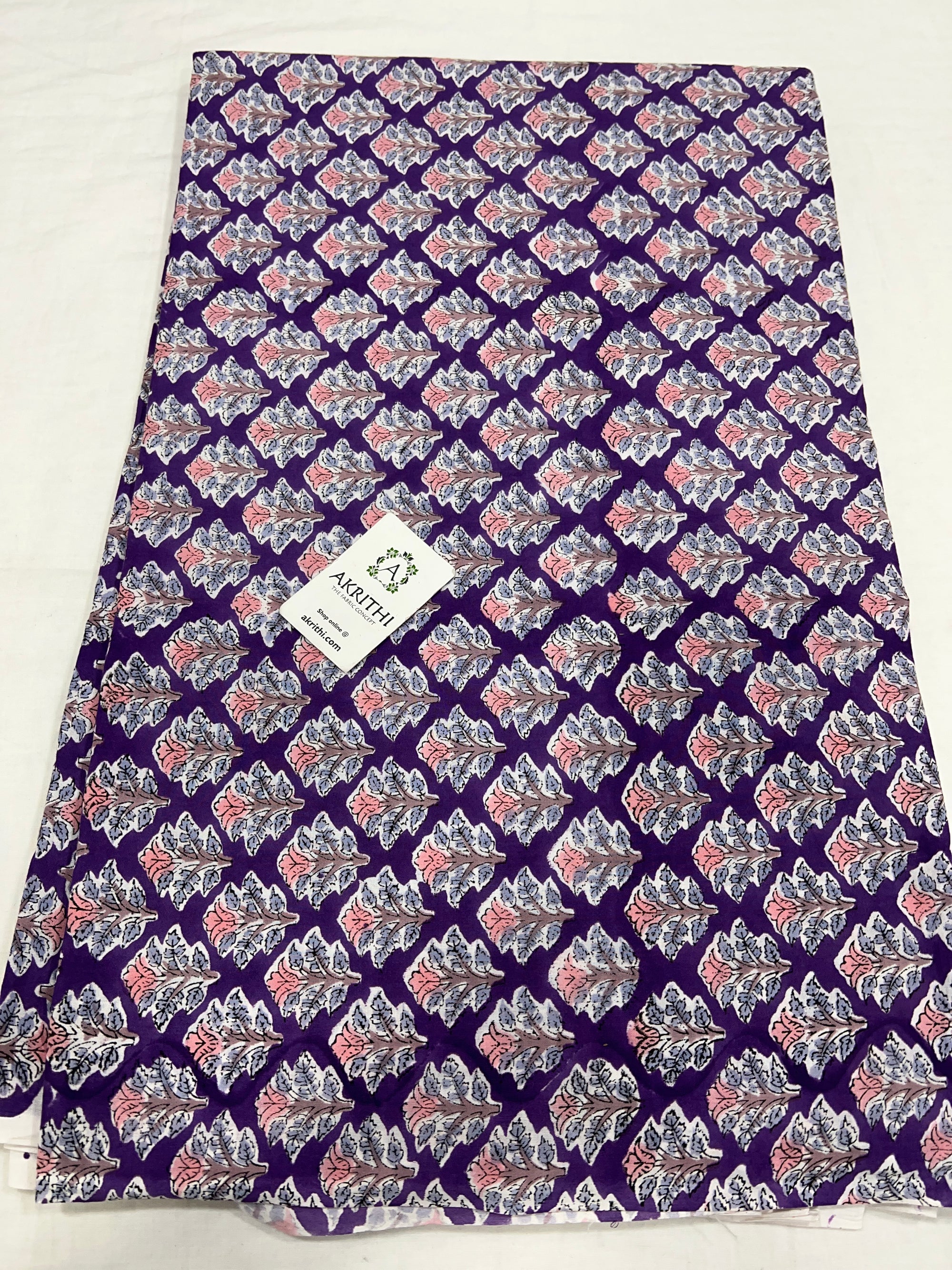Hand block Printed pure cotton fabric