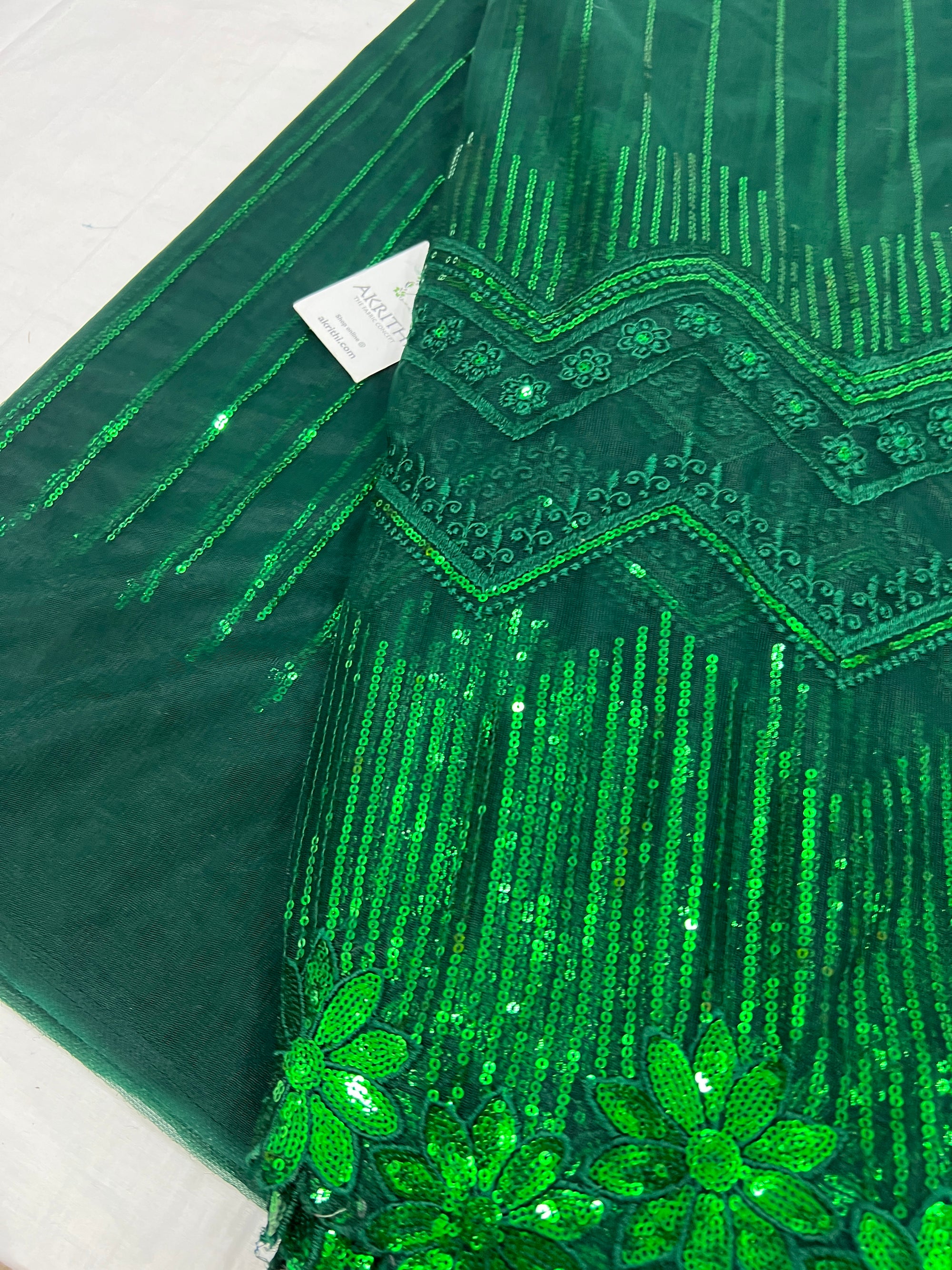 Embroidered net fabric