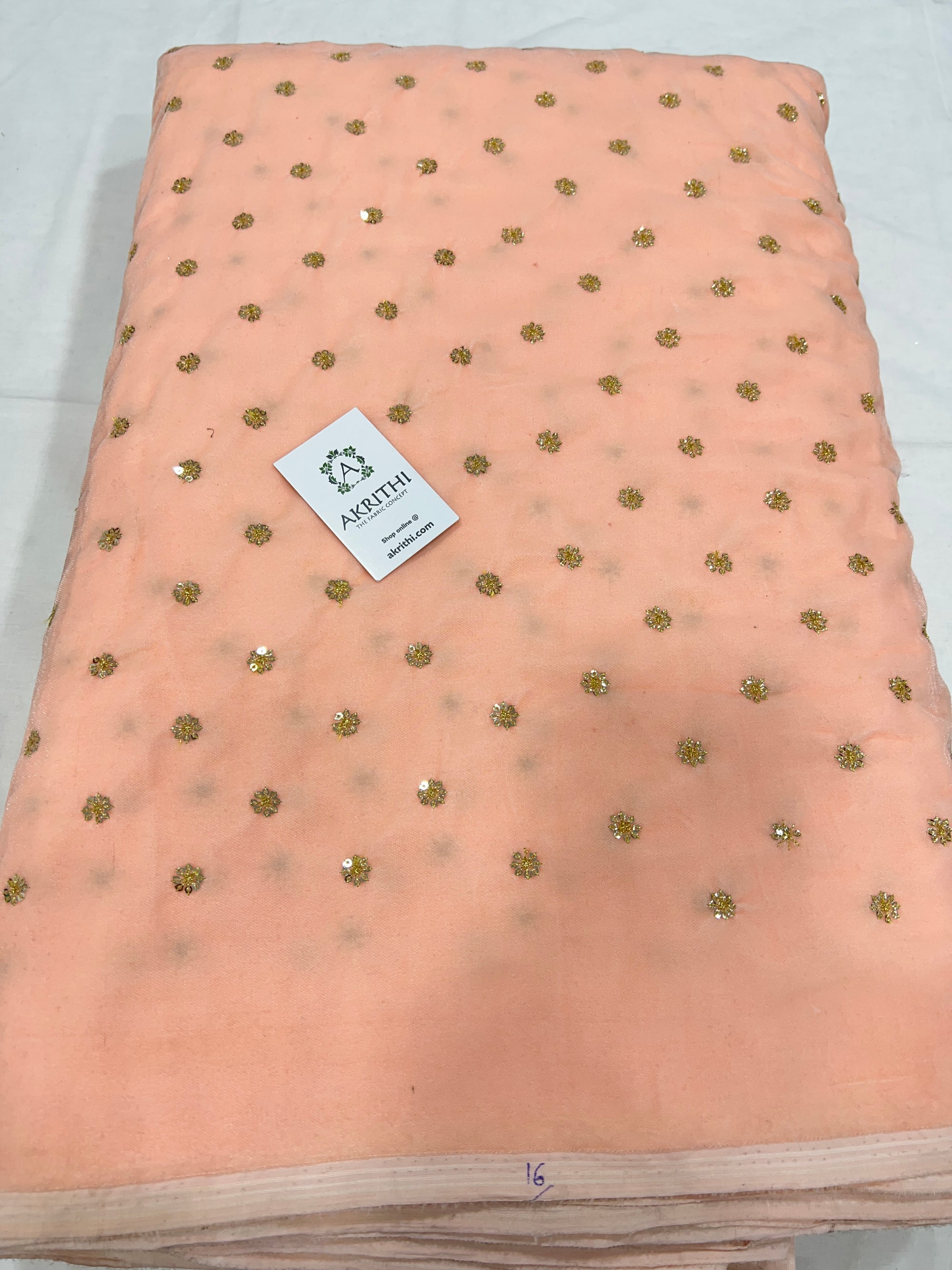 Embroidery on micro velvet fabric