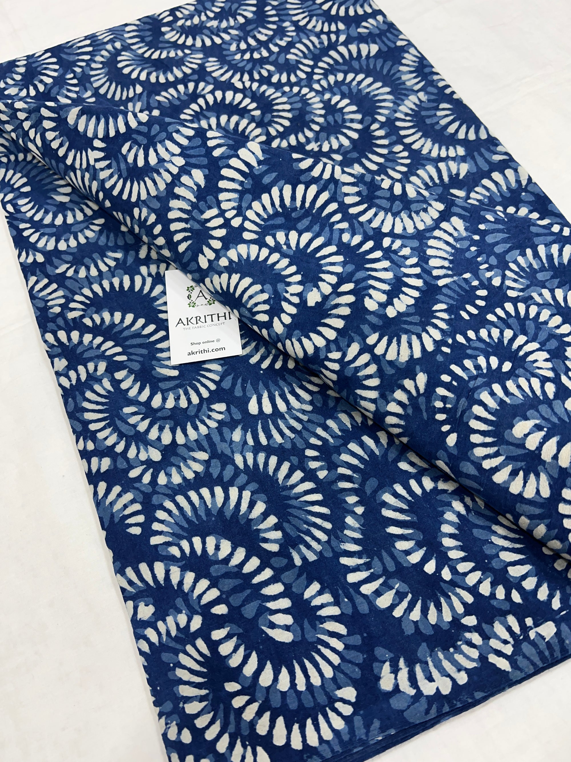 Indigo Printed pure cotton fabric