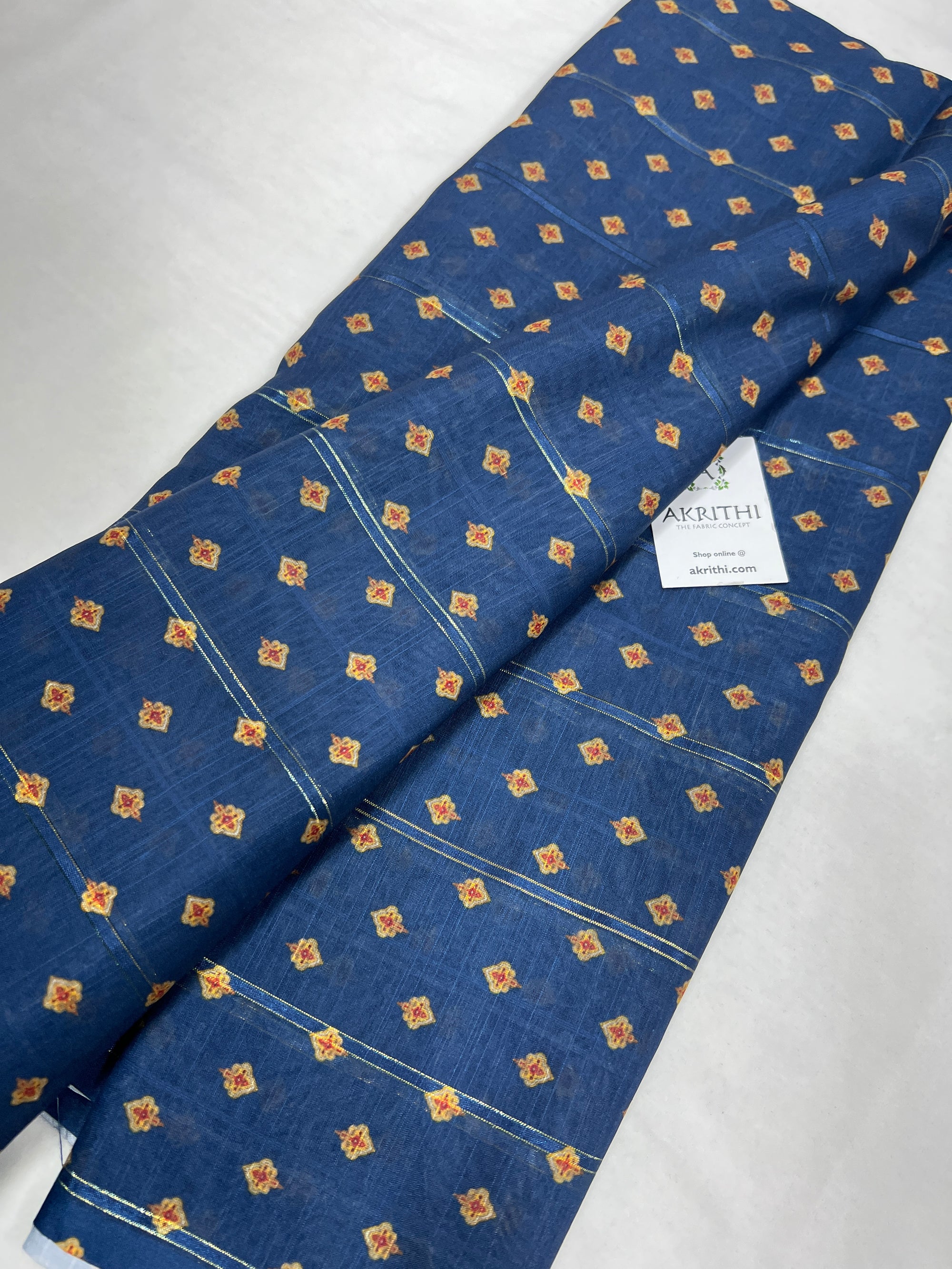 Digital printed munga fabric with Zari lines