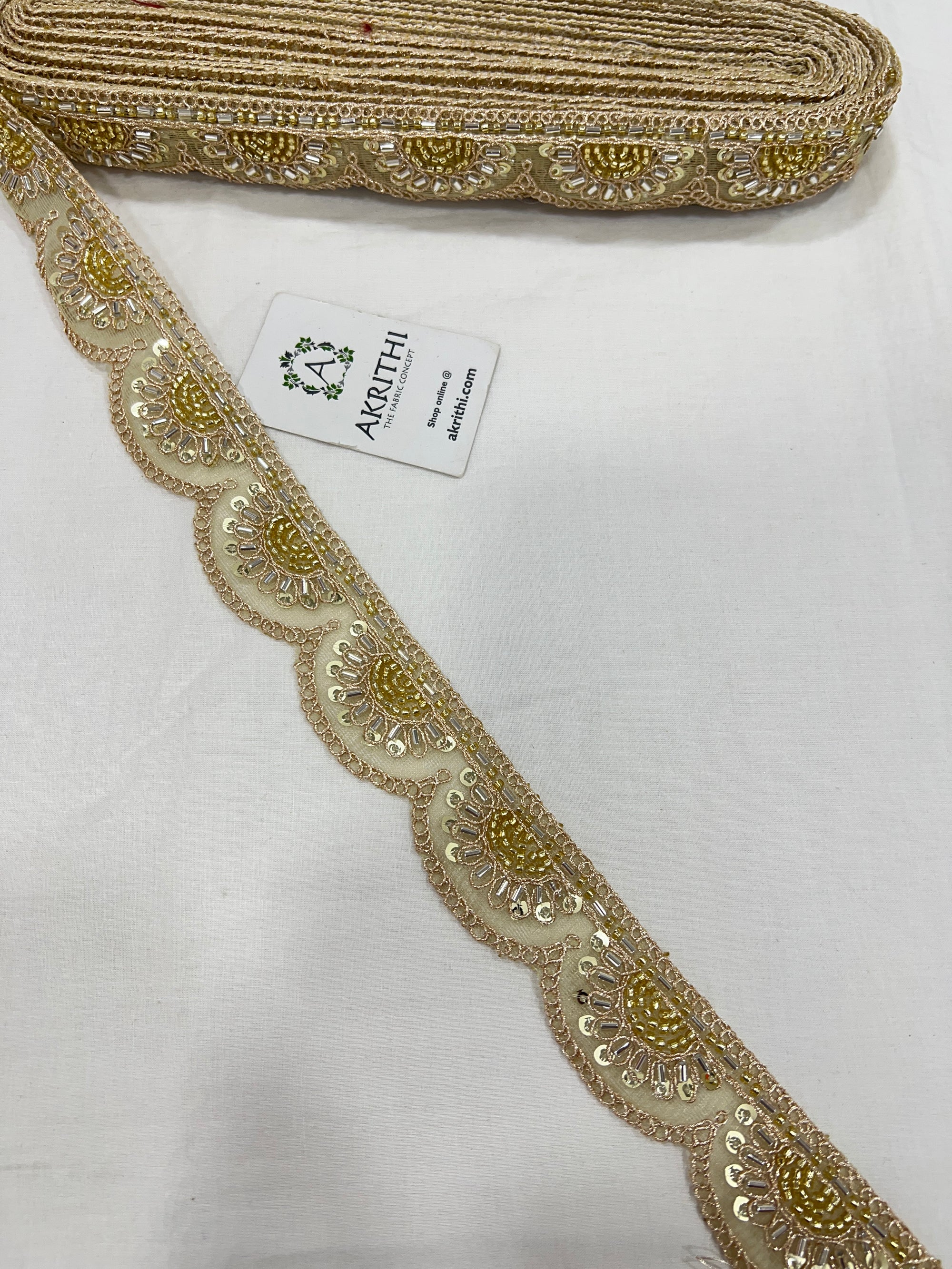 Hand Embroidered lace 9 metres roll