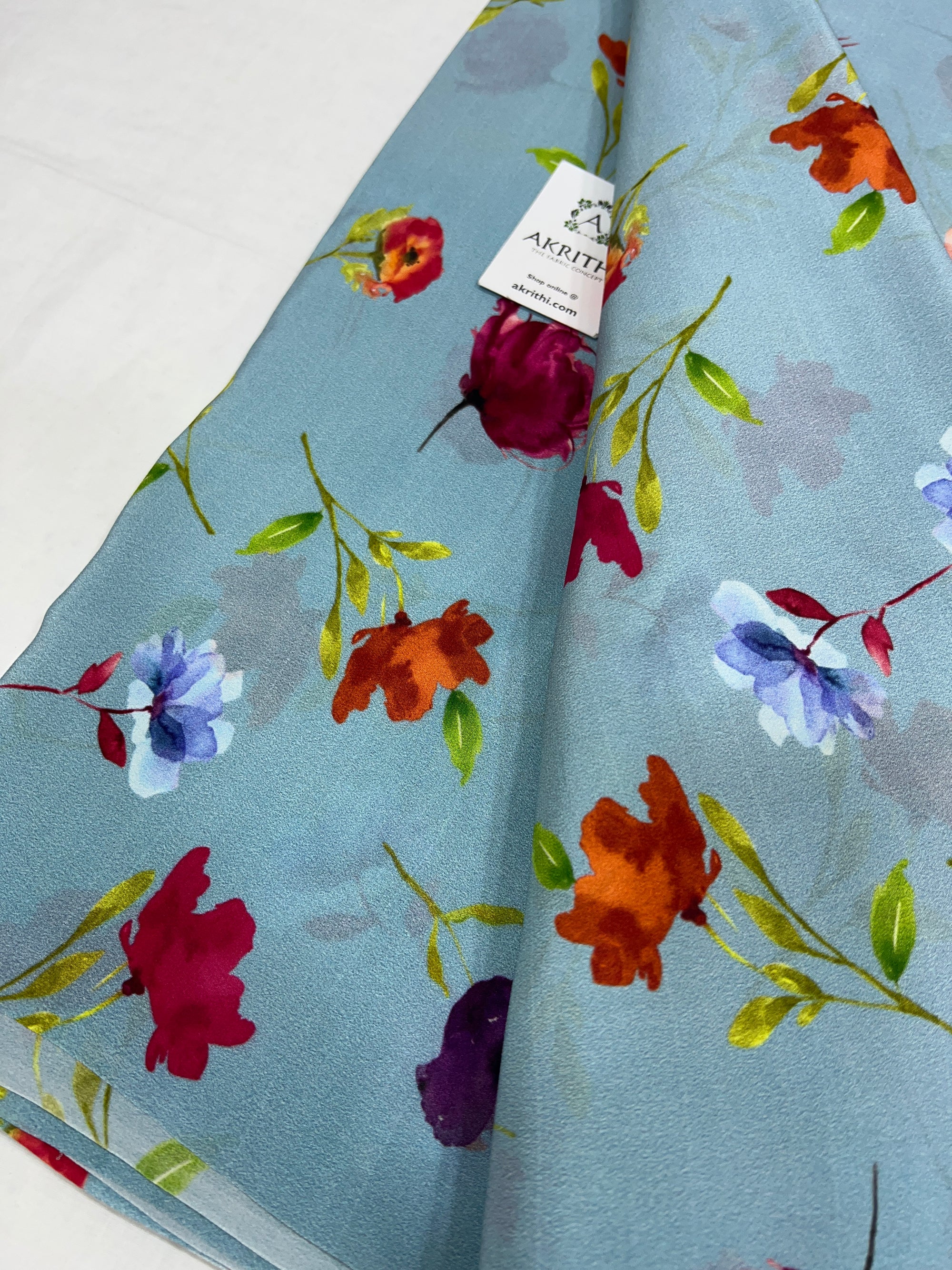 Digital floral printed pure silk crepe fabric