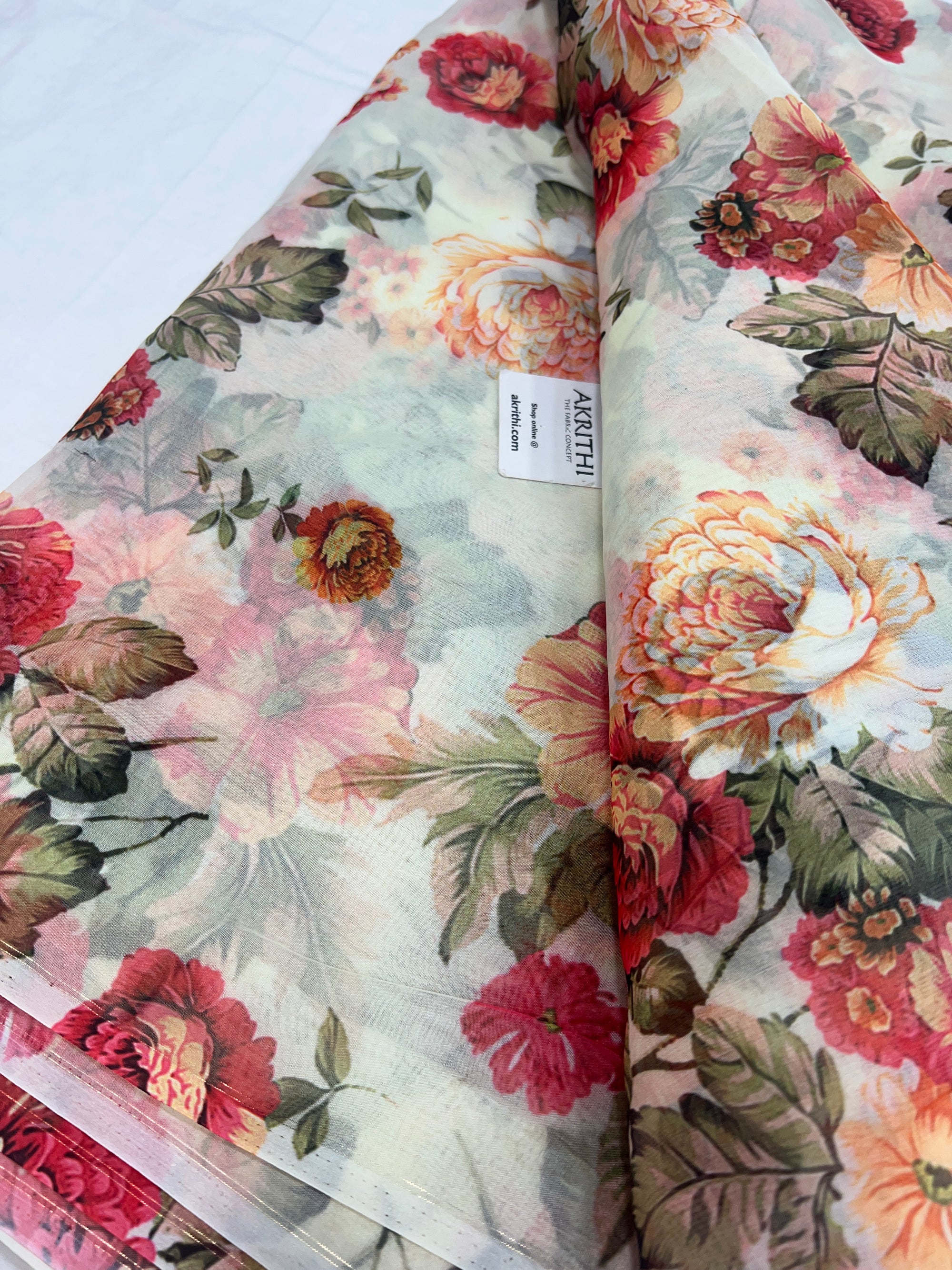 Digital floral Printed organza fabric