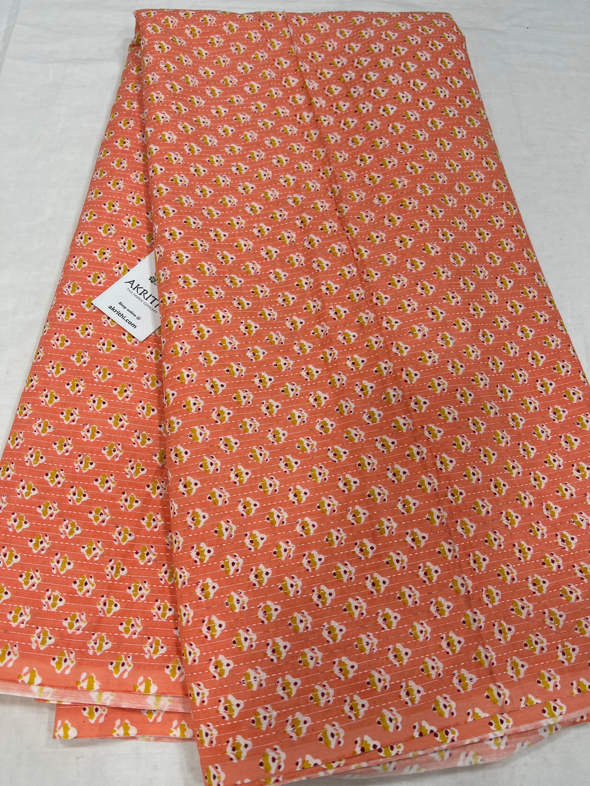 Printed Kantha pure cotton fabric