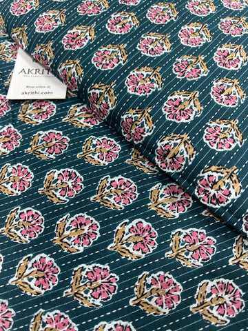 Printed Kantha pure cotton fabric