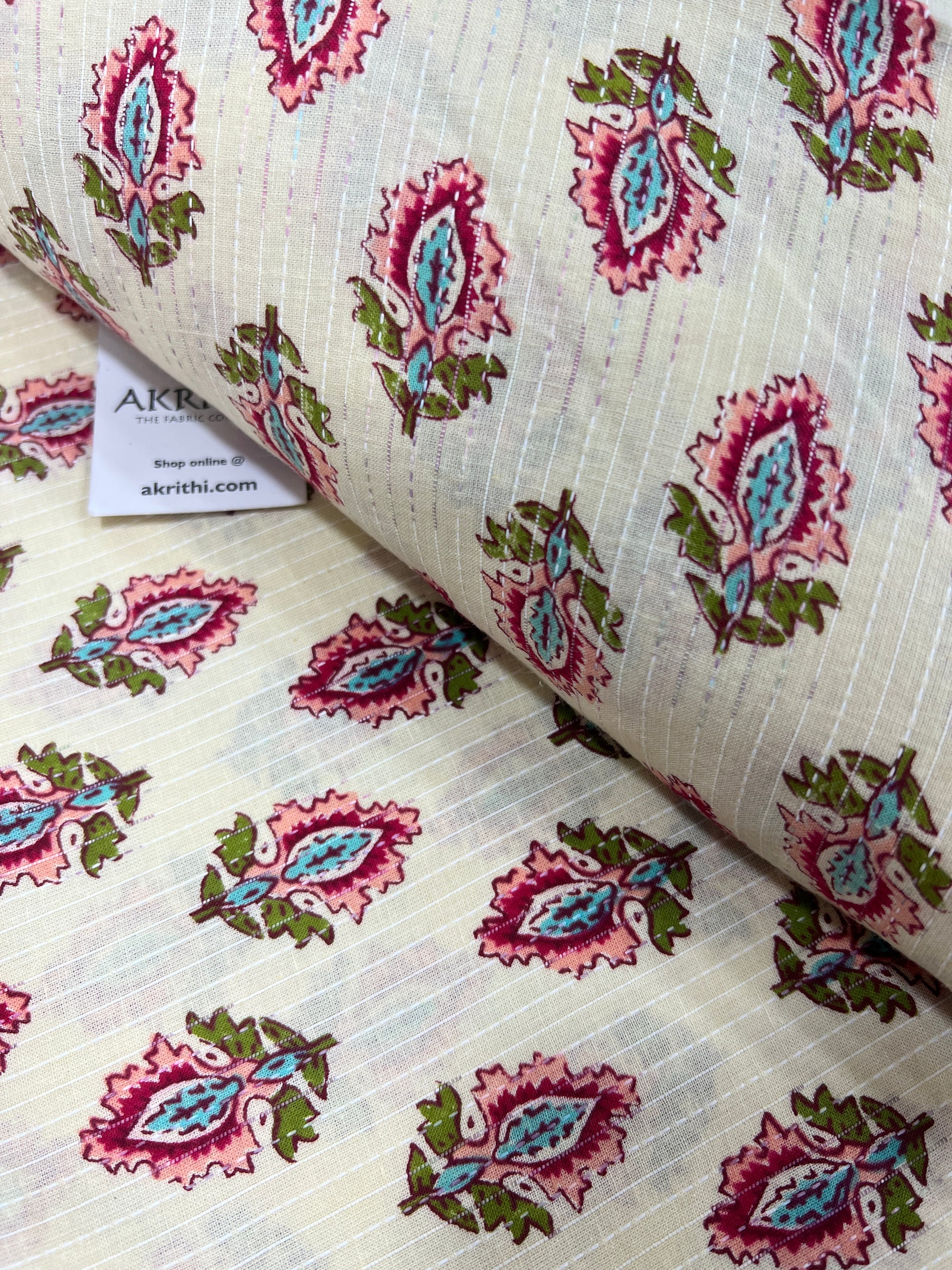Kantha Printed pure cotton fabric