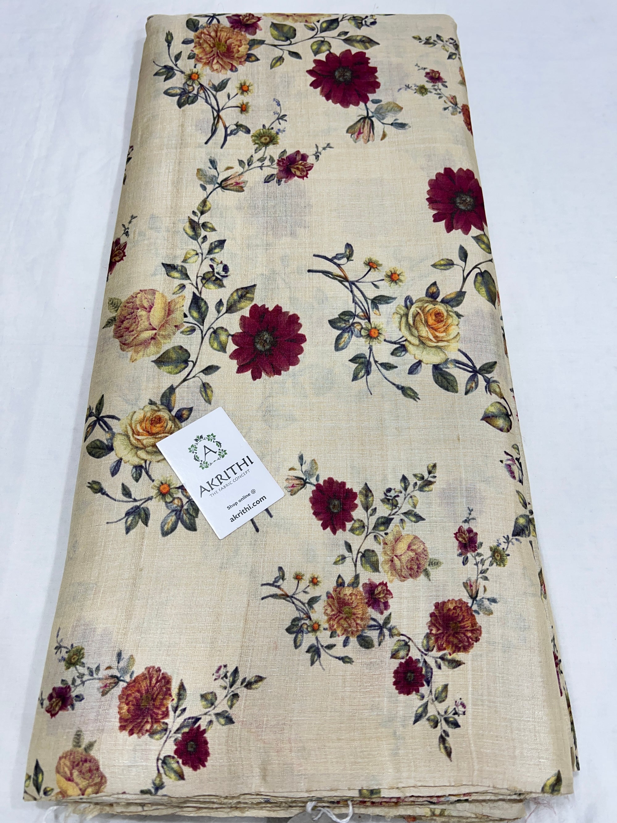 Digital Printed handloom pure tussar silk fabric