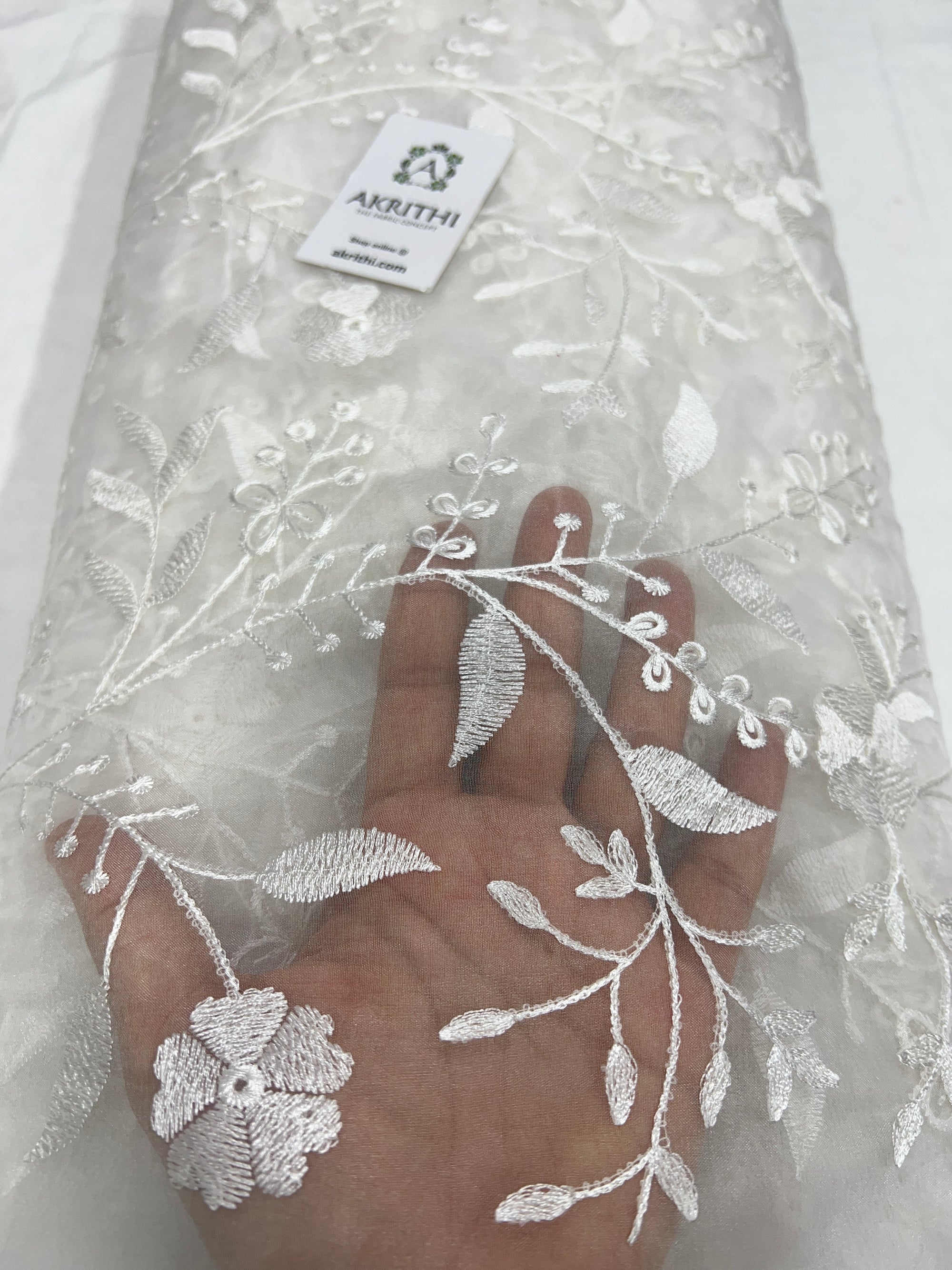 Embroidered organza fabric