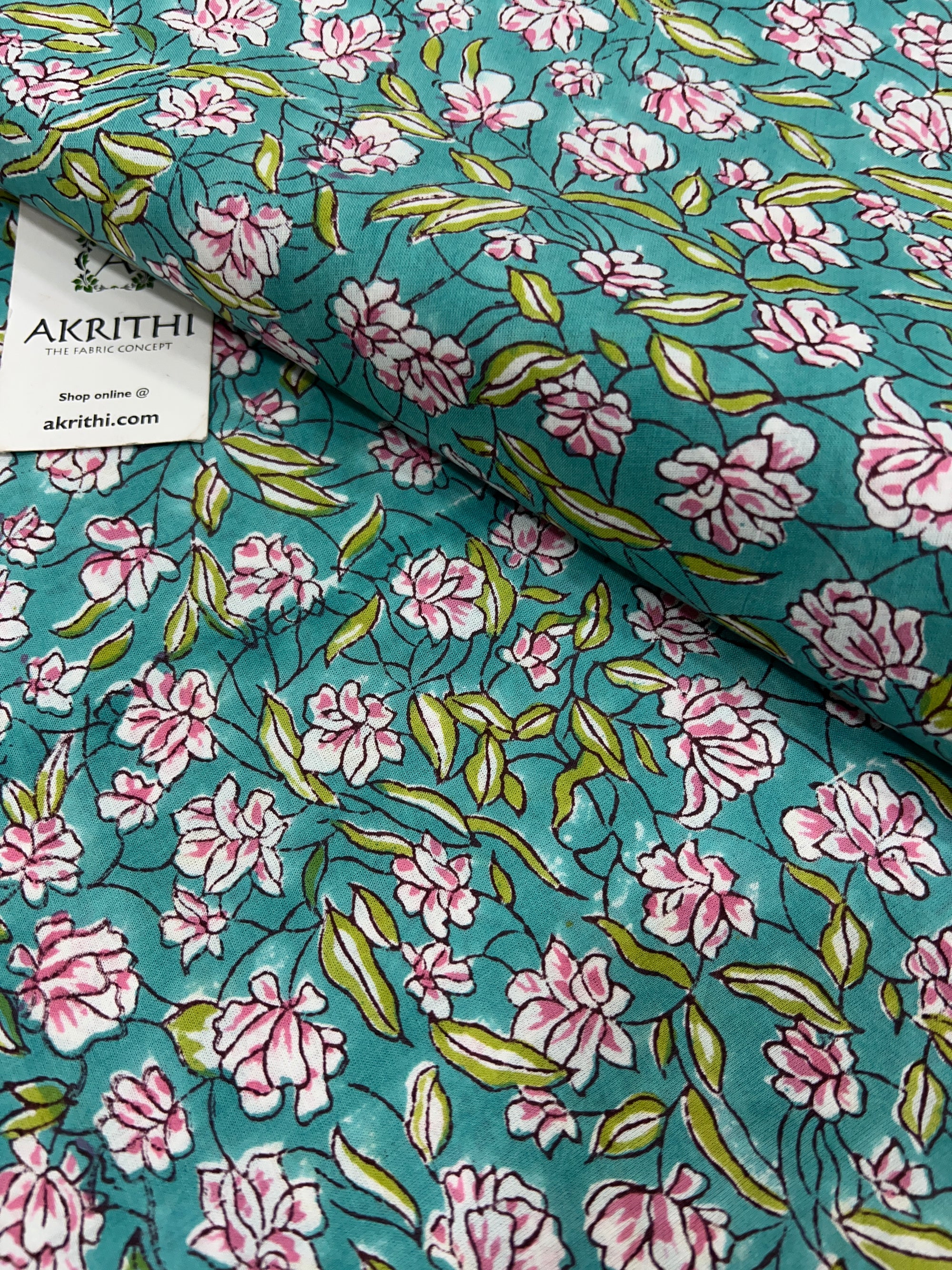 Hand block Printed pure cotton fabric