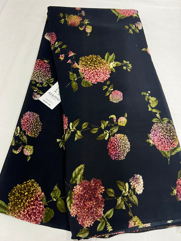 Digital floral printed pure silk crepe fabric