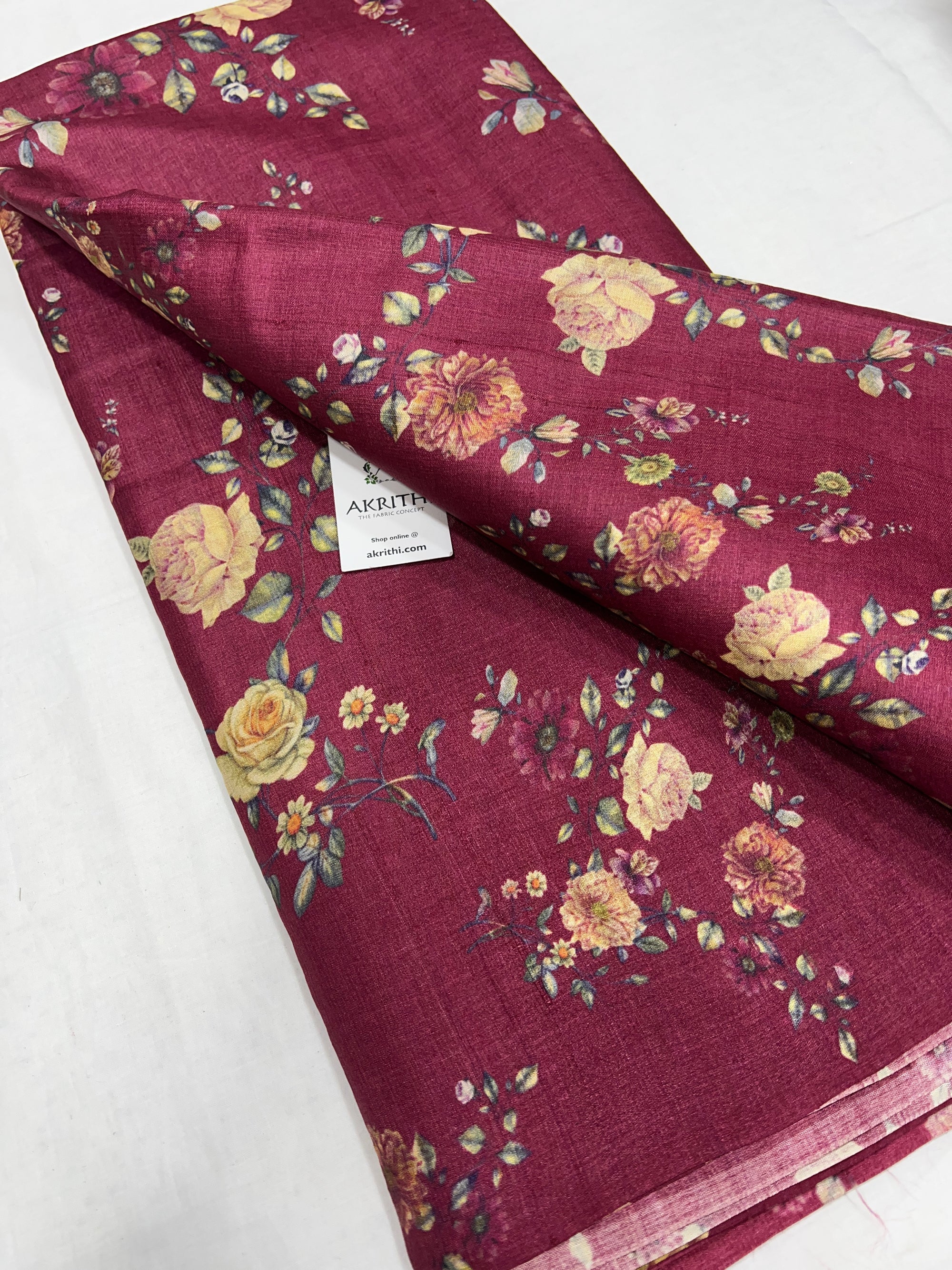 Digital Printed handloom pure tussar silk fabric