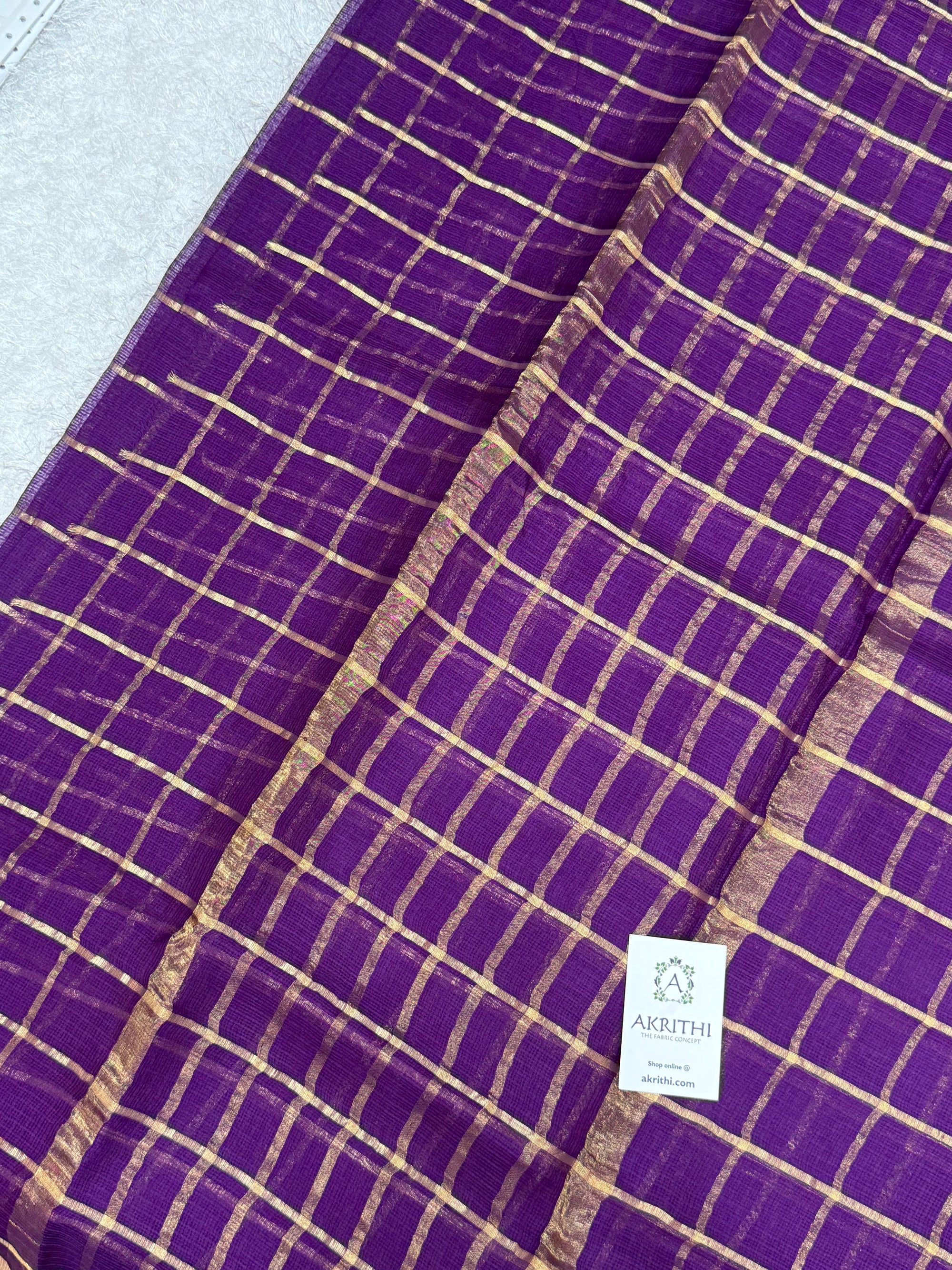 Pure kota silk saree with zari checks