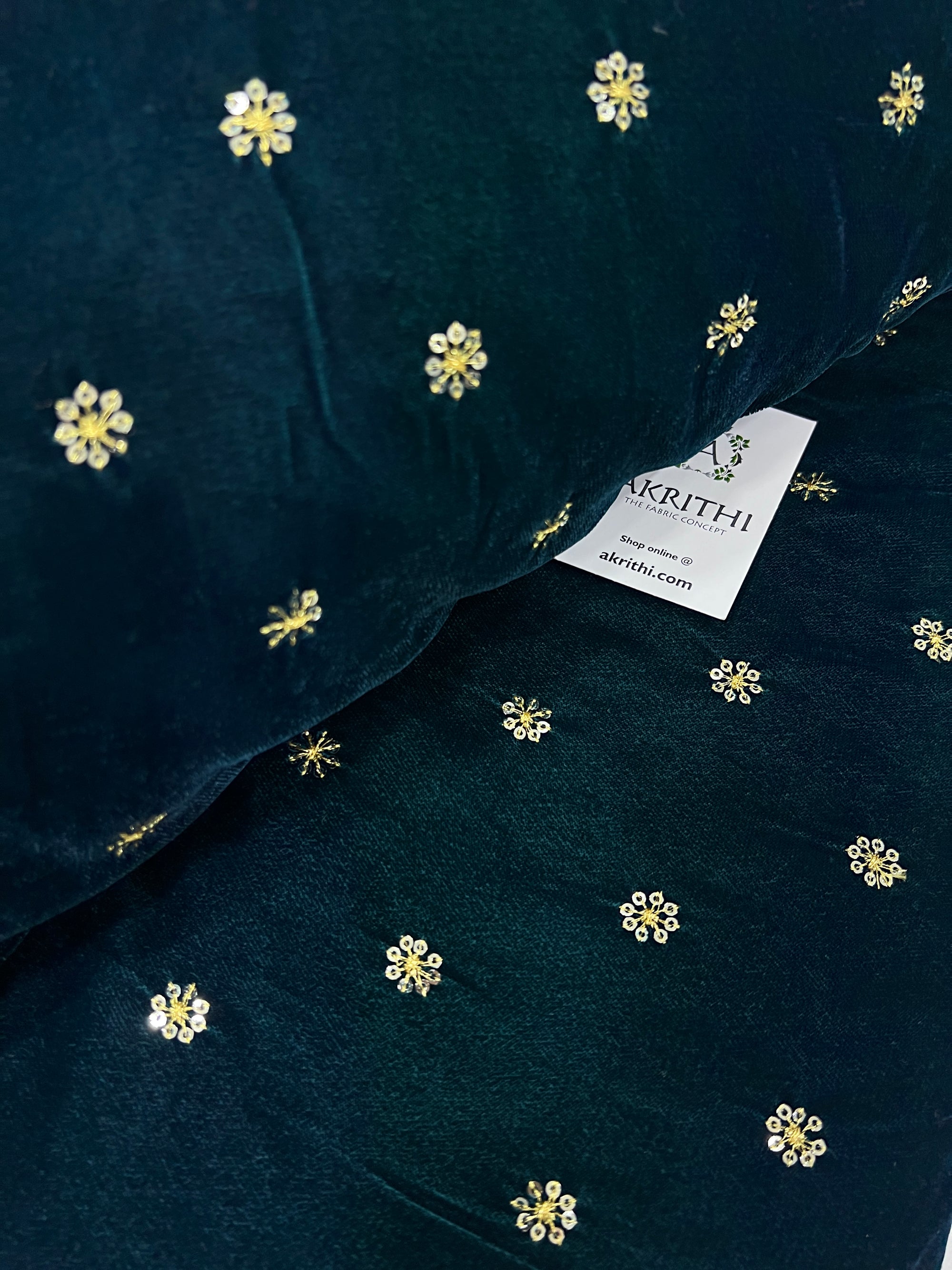 Embroidery on micro velvet fabric