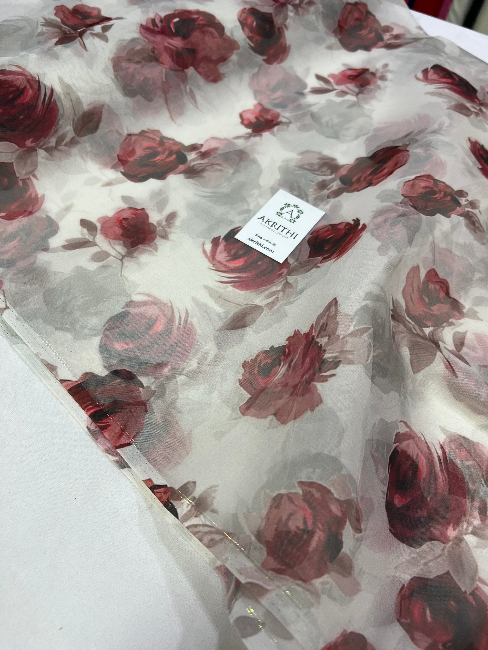 Digital floral Printed organza fabric