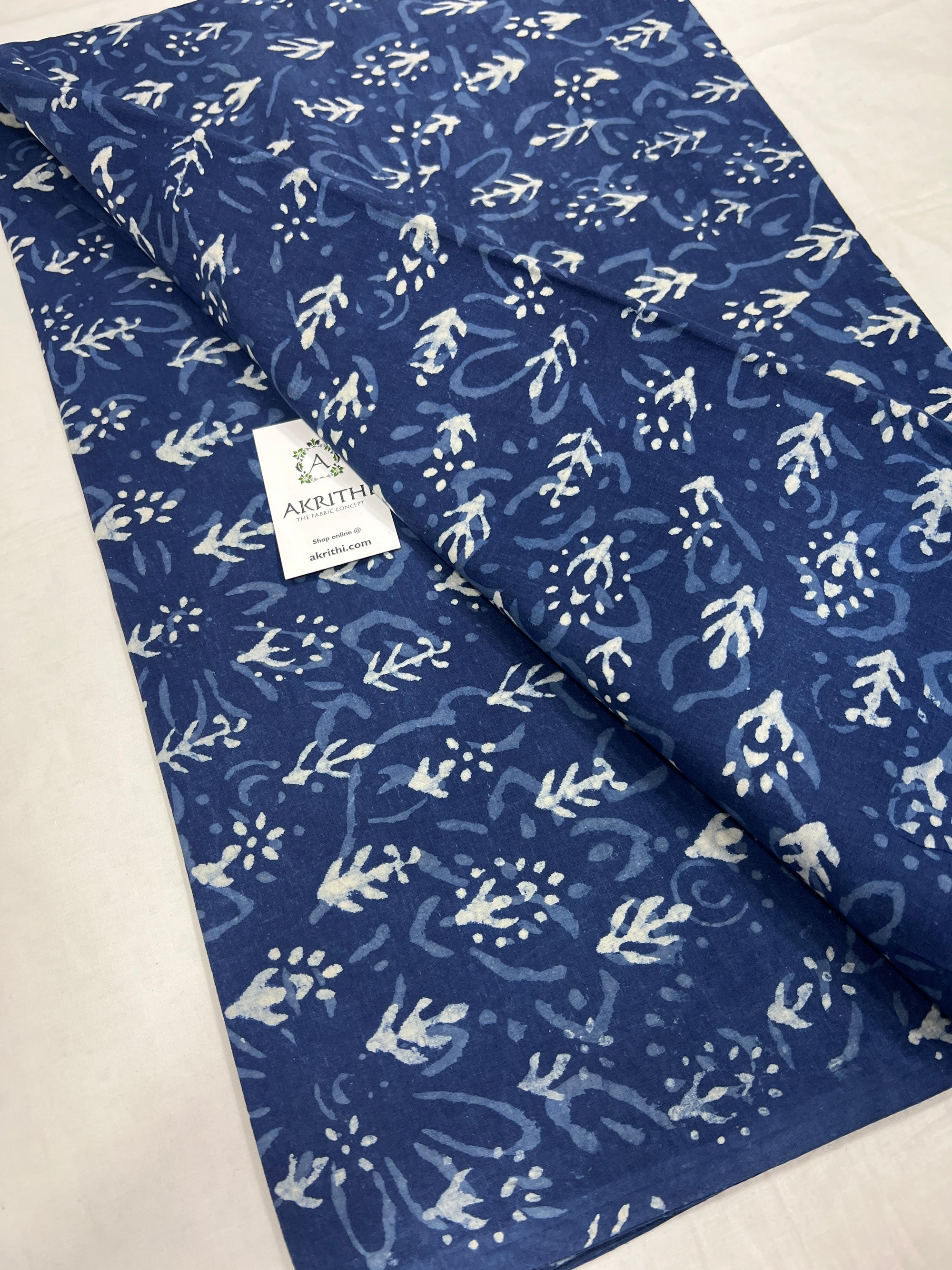 Indigo Printed pure cotton fabric