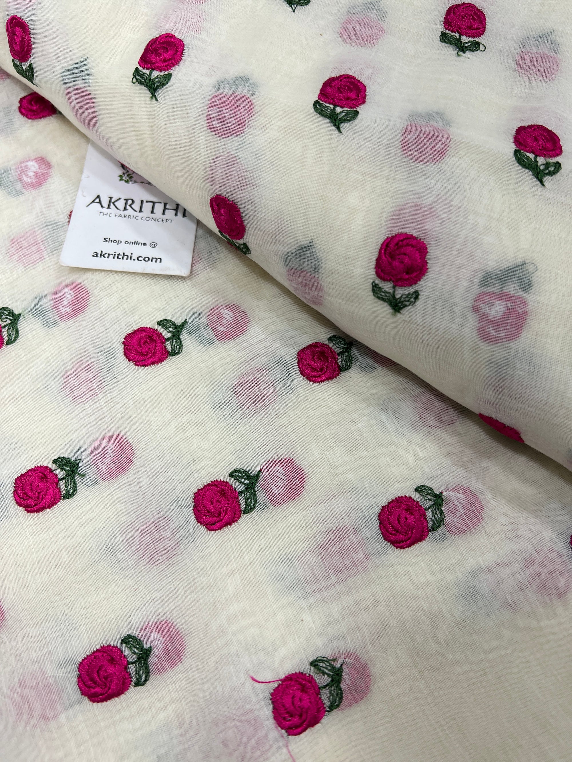 HANDLOOM MUL CHANDERI EMBROIDERED FABRIC
