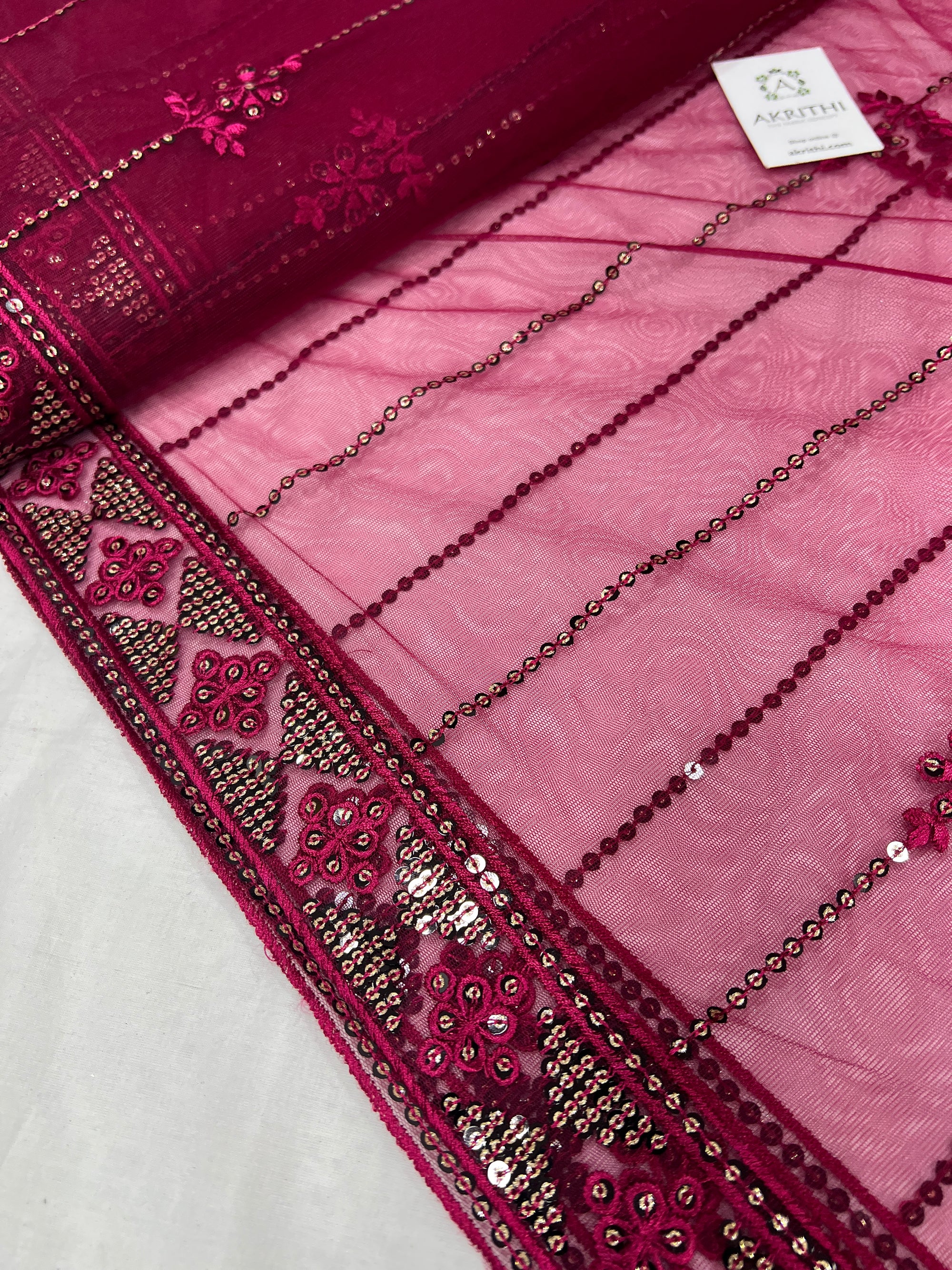 Embroidered net fabric