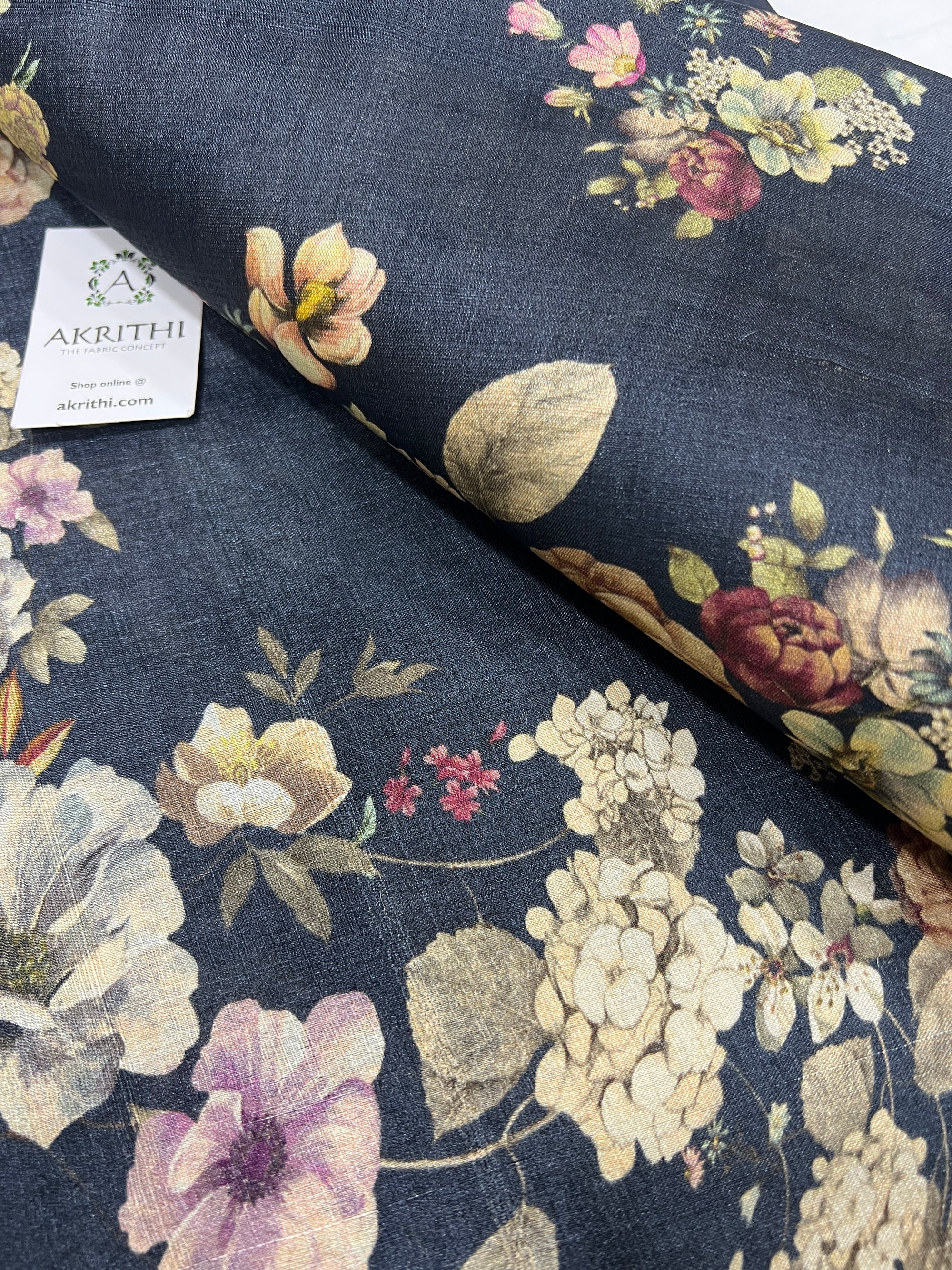 Digital Printed handloom pure tussar silk fabric