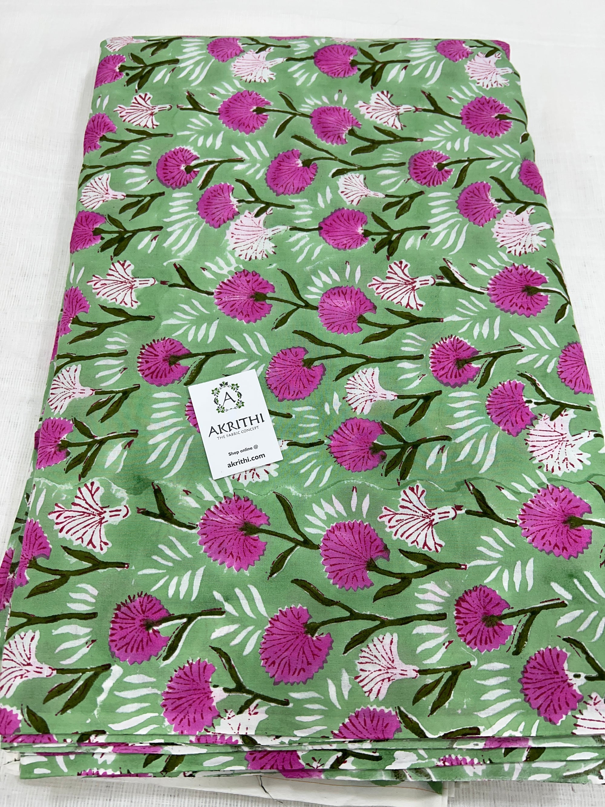 Hand block Printed pure mul cotton fabric