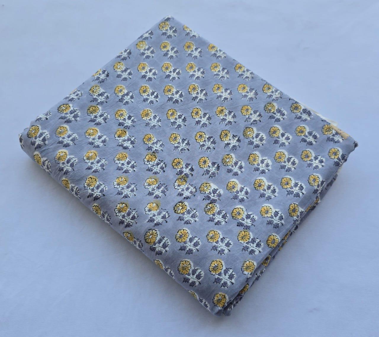 Hand block printed pure cotton fabric
