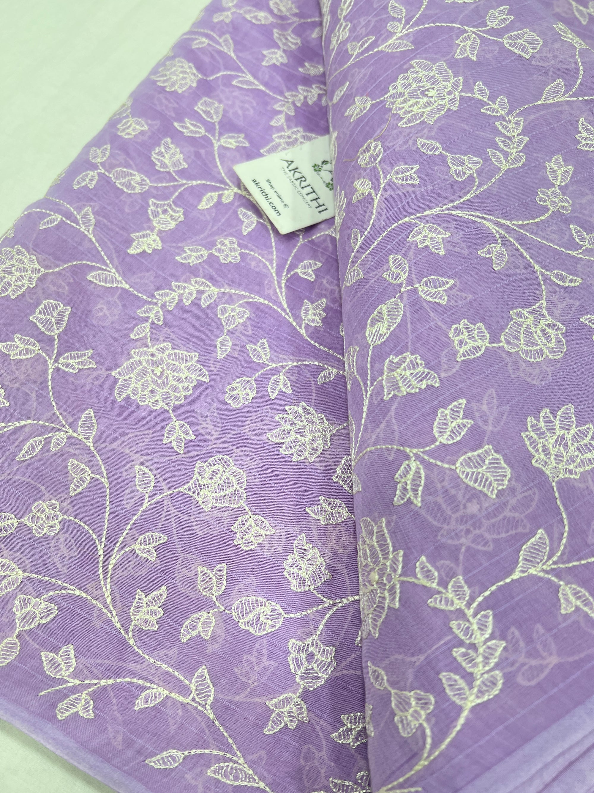 HANDLOOM MUL CHANDERI EMBROIDERED FABRIC