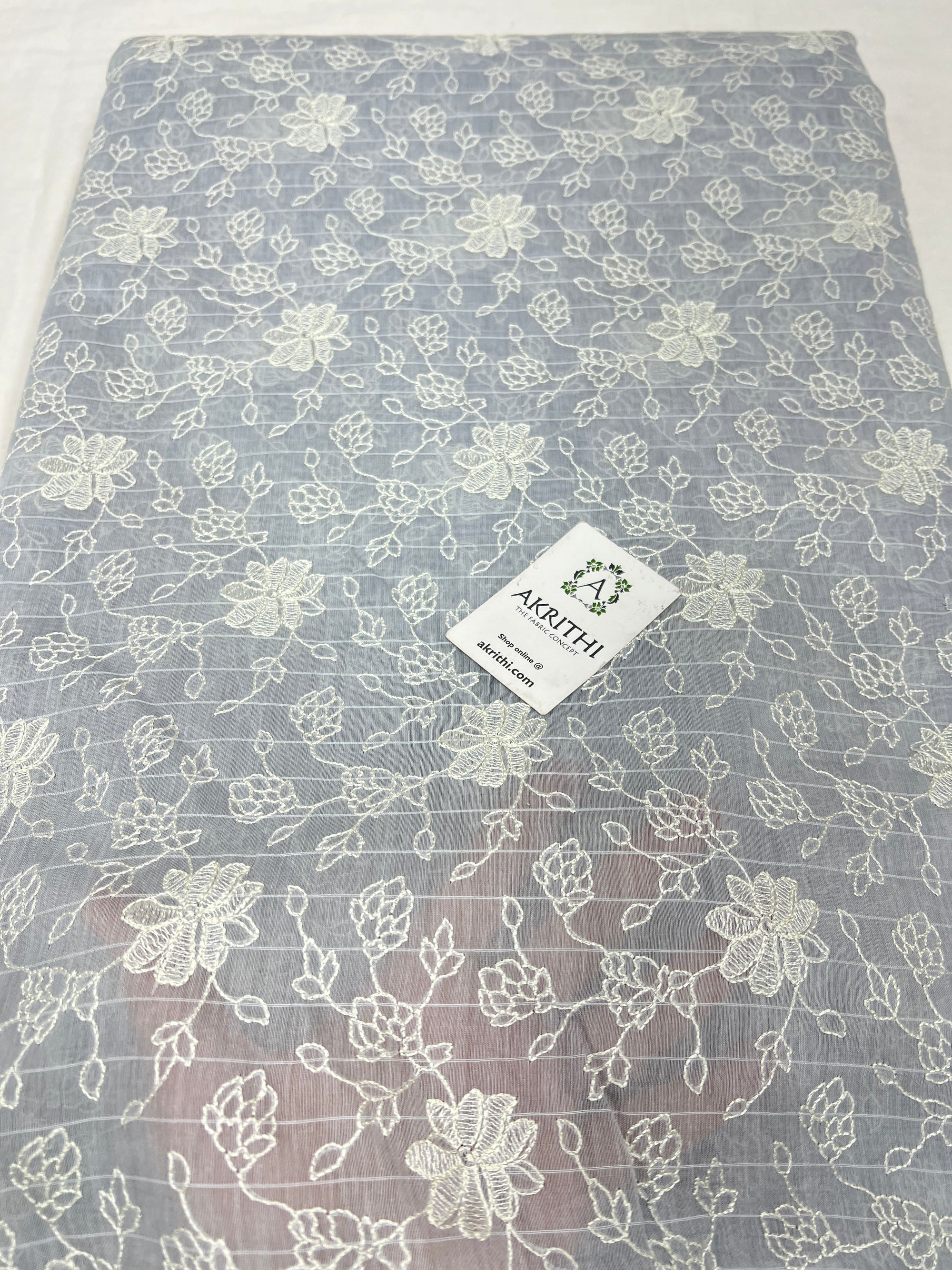 HANDLOOM MUL CHANDERI EMBROIDERED FABRIC