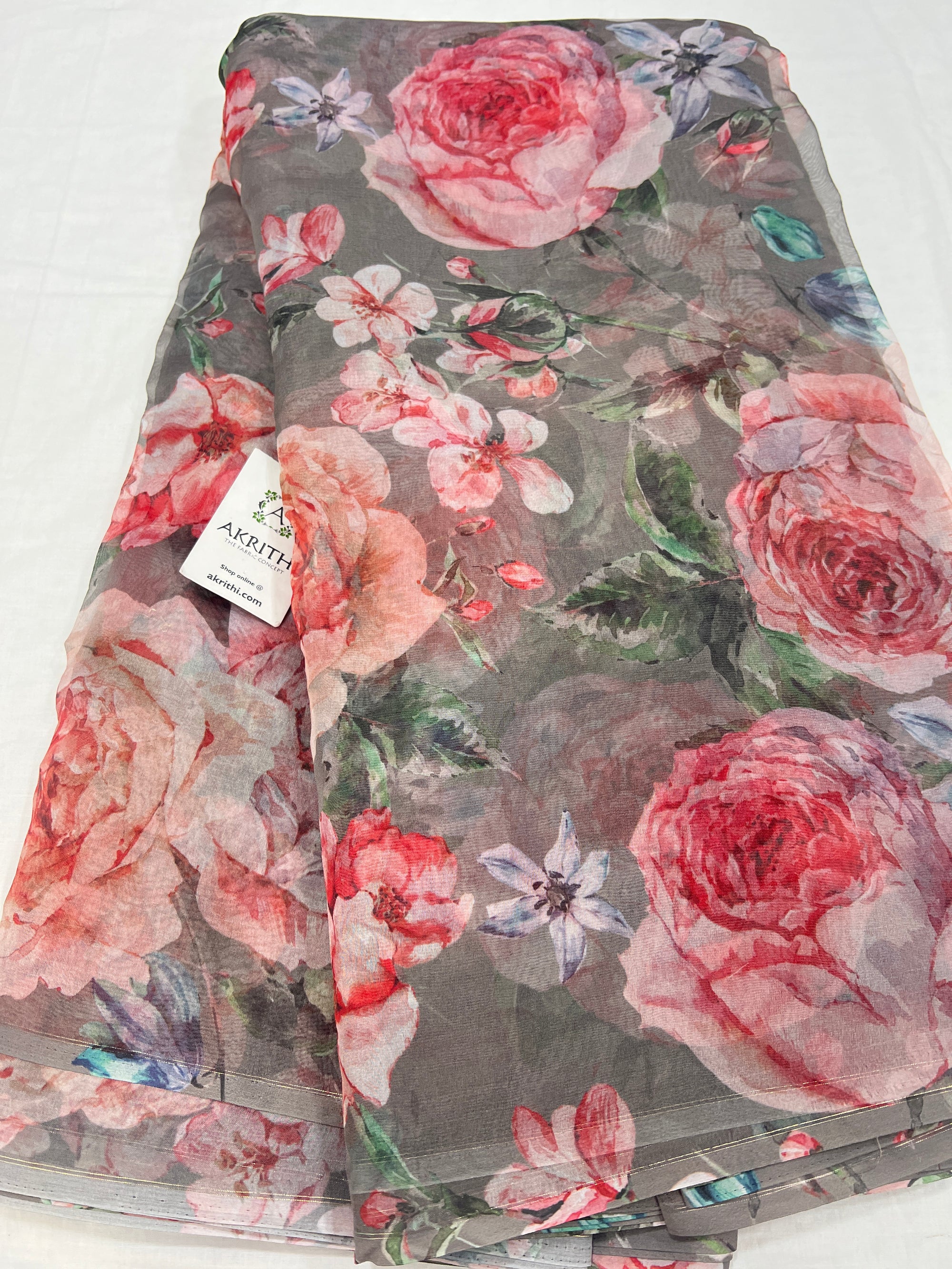 Digital floral Printed organza fabric