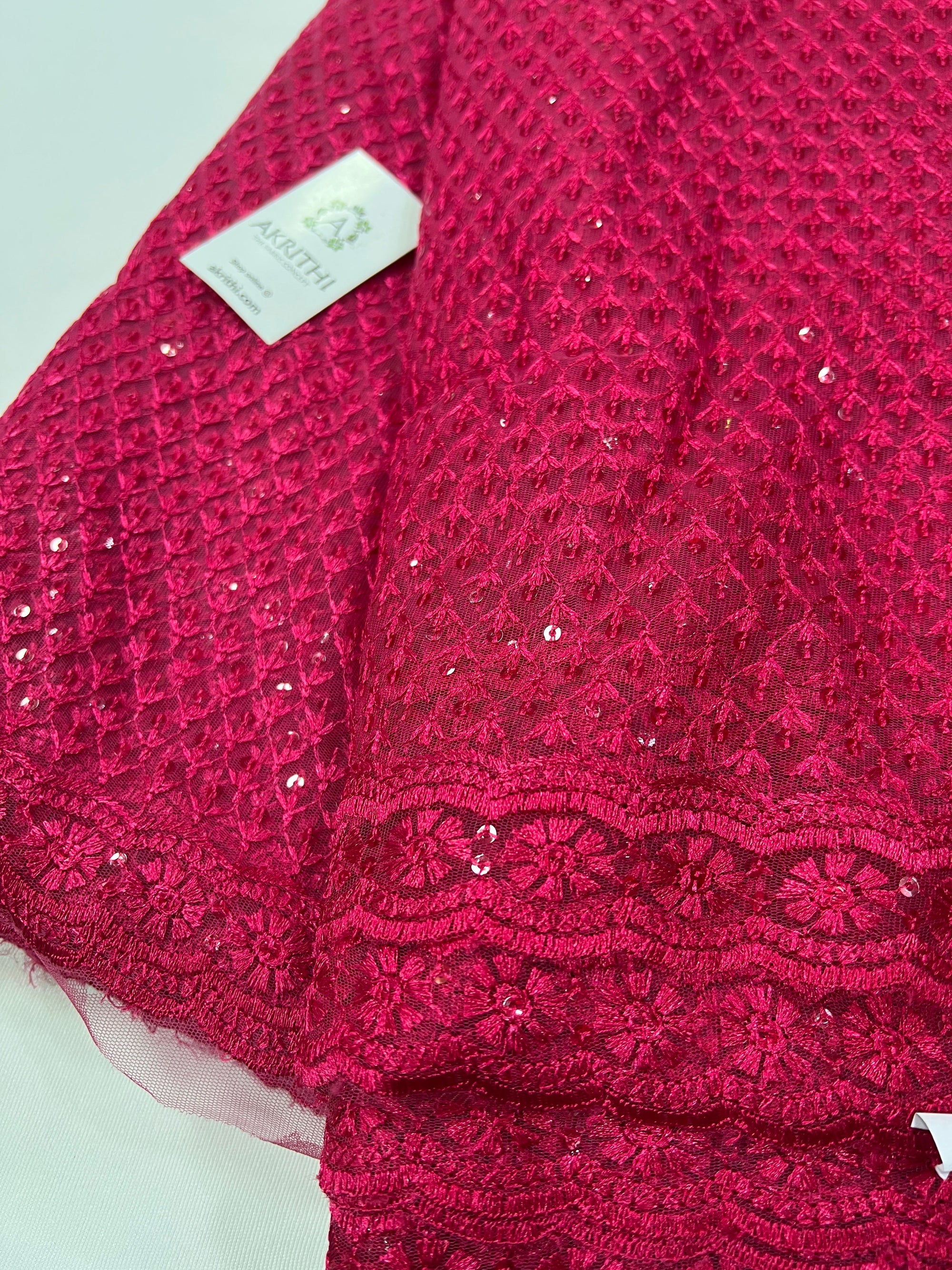 Embroidery on net fabric