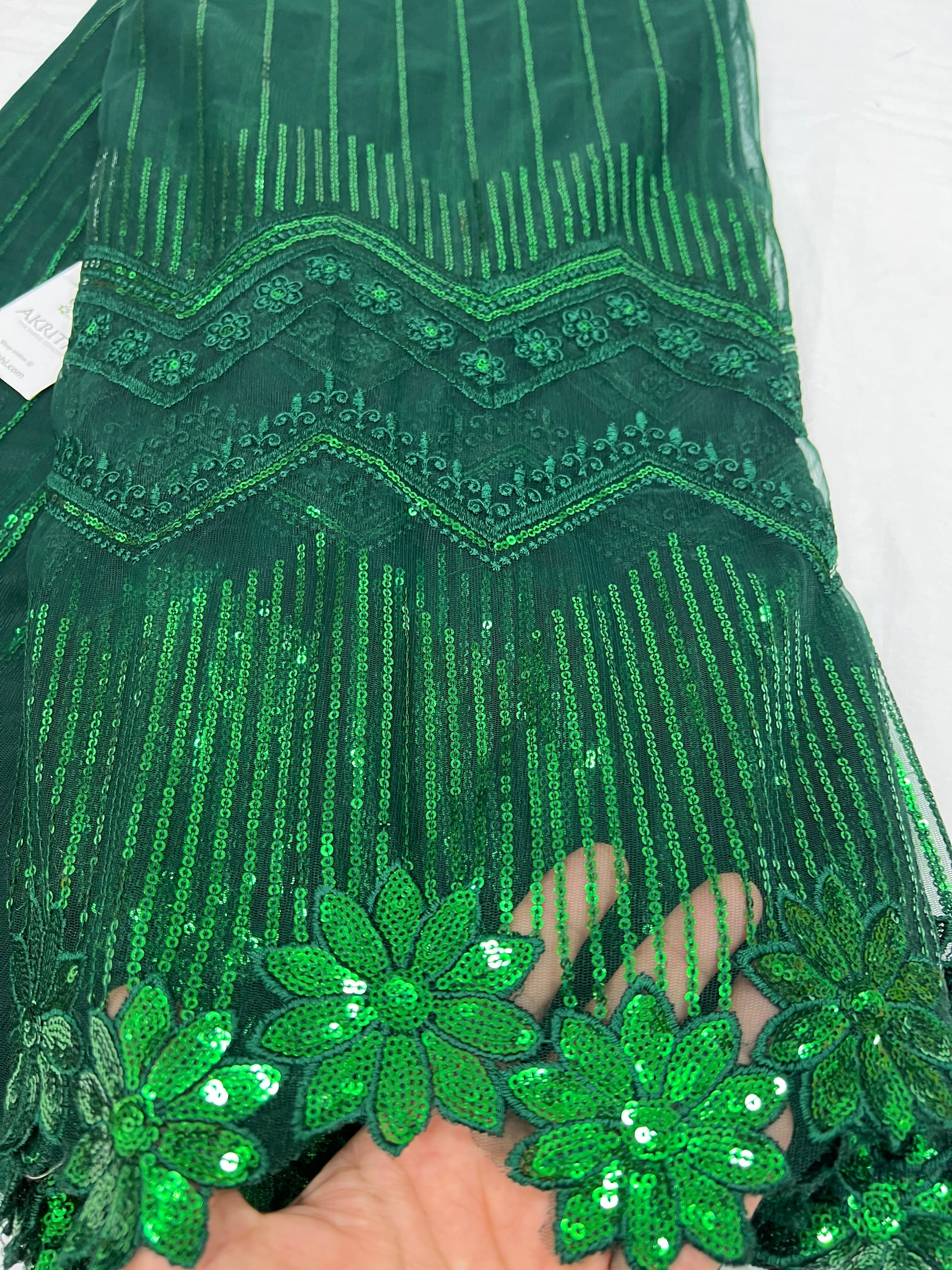 Embroidered net fabric