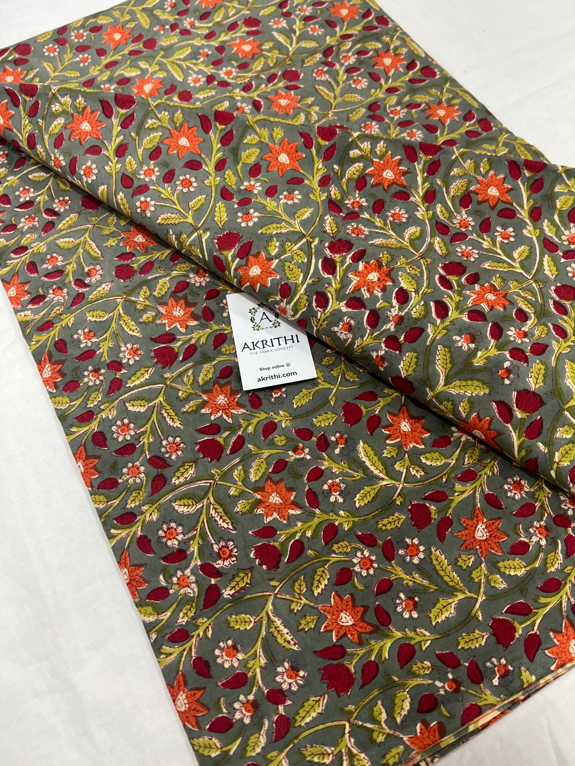 Hand block Printed pure cotton fabric 75 CM CUT