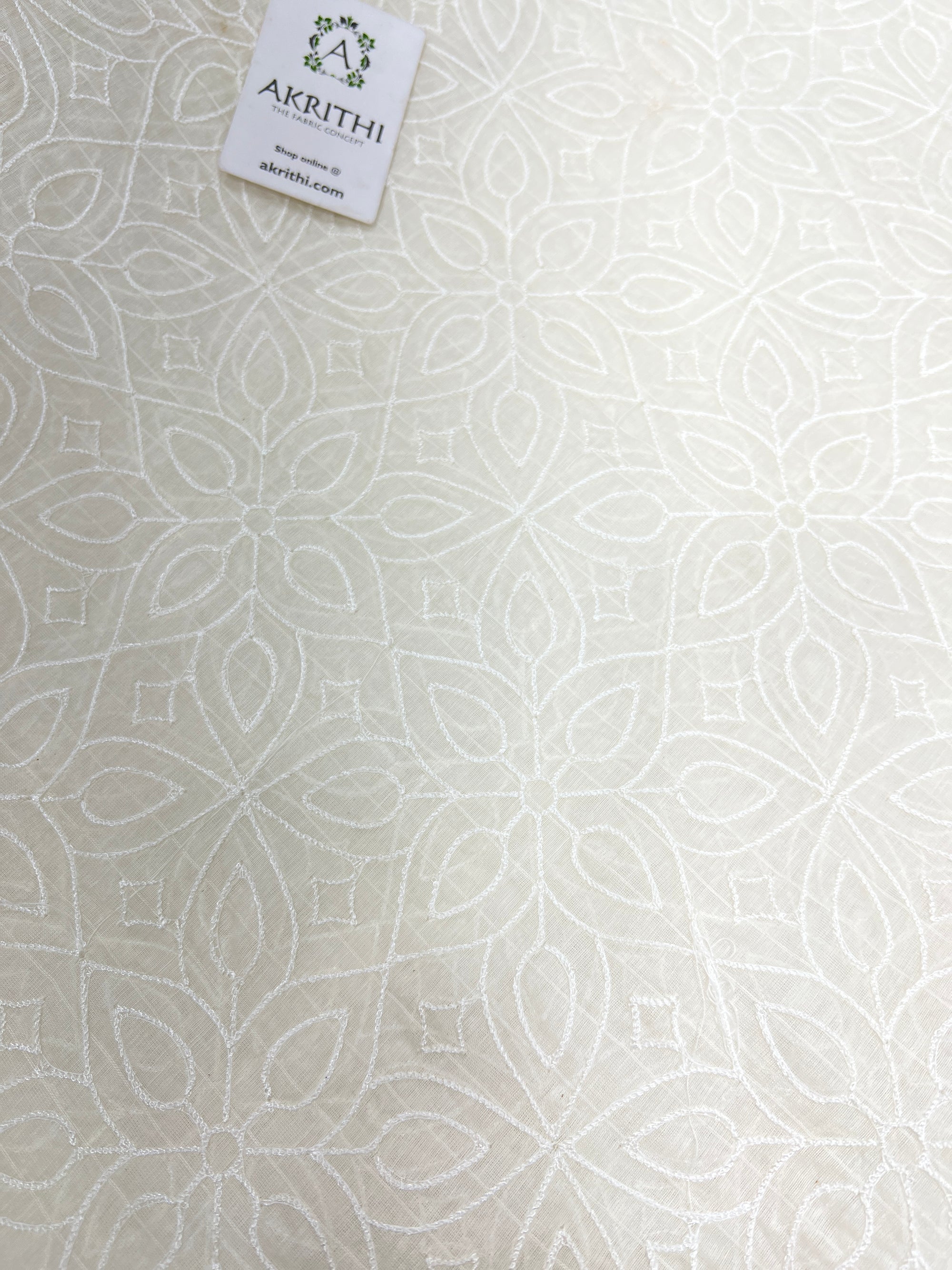 HANDLOOM MUL CHANDERI EMBROIDERED FABRIC