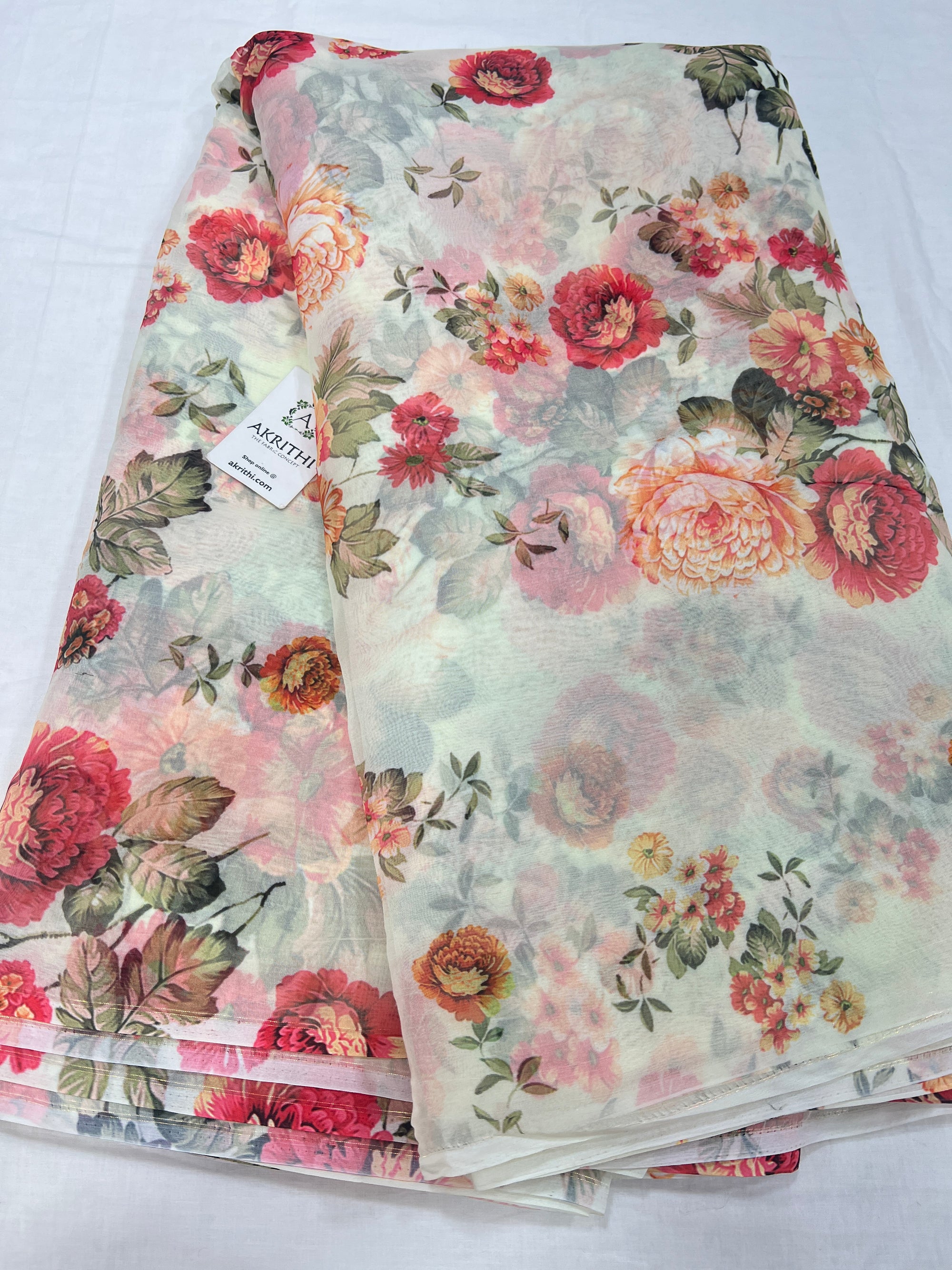 Digital floral Printed organza fabric