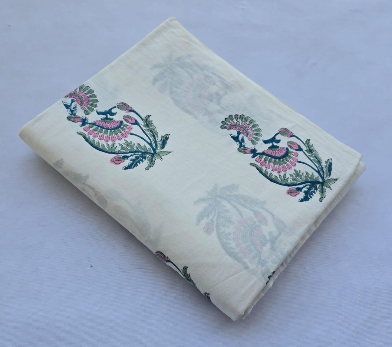 Hand block printed pure cotton fabric