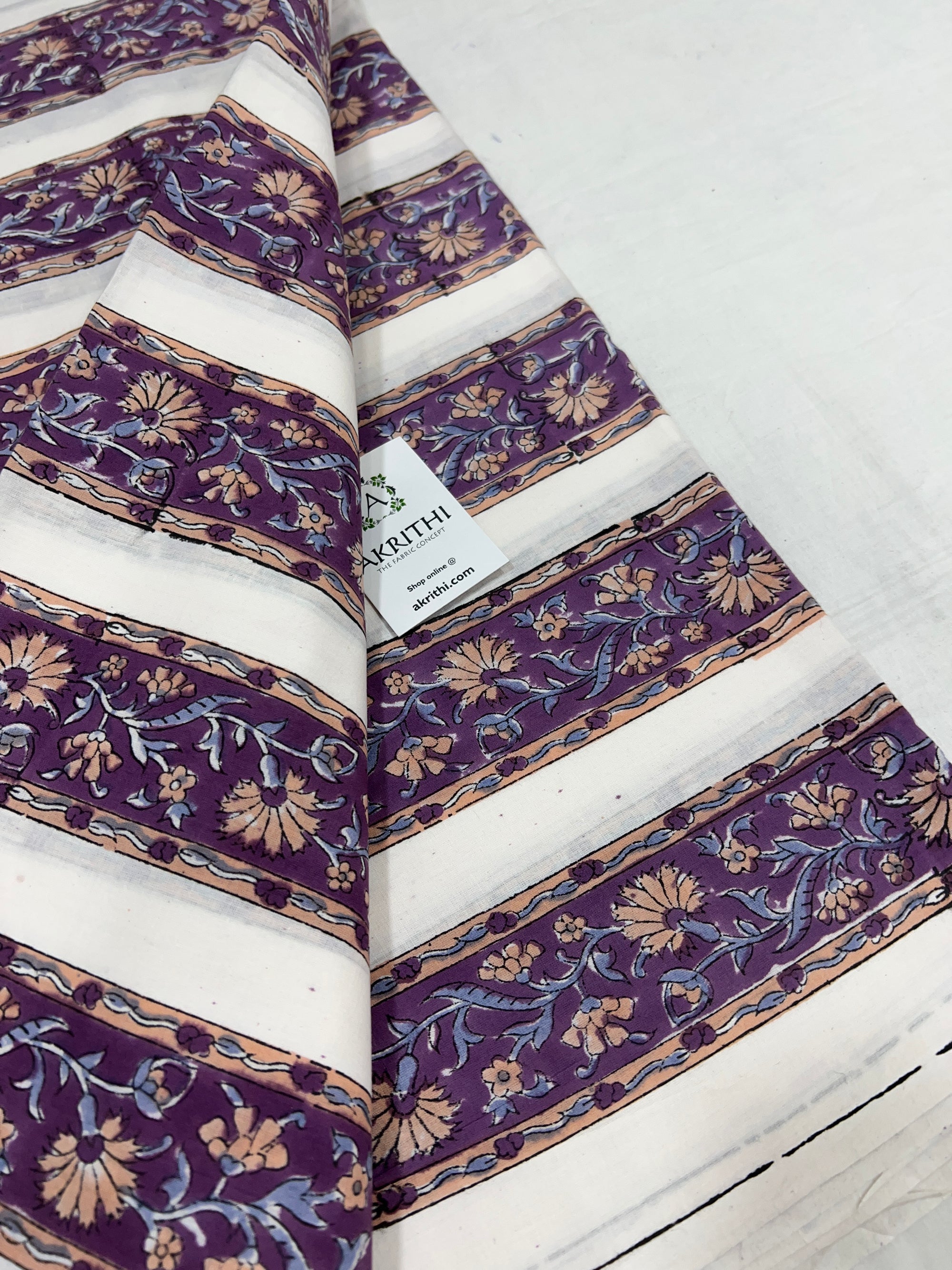 Hand block Printed pure cotton fabric