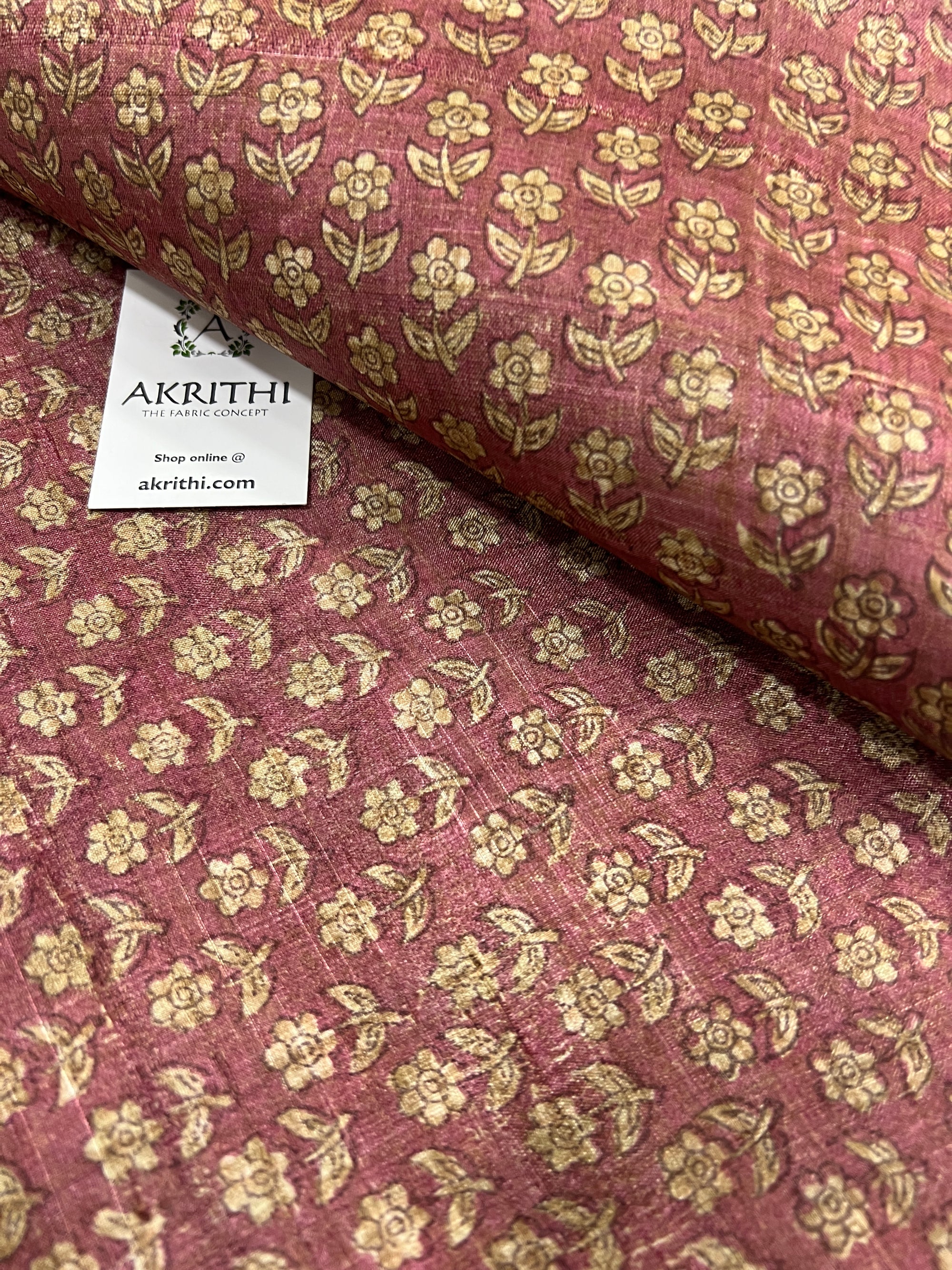 Hand block Printed handloom pure tussar silk fabric