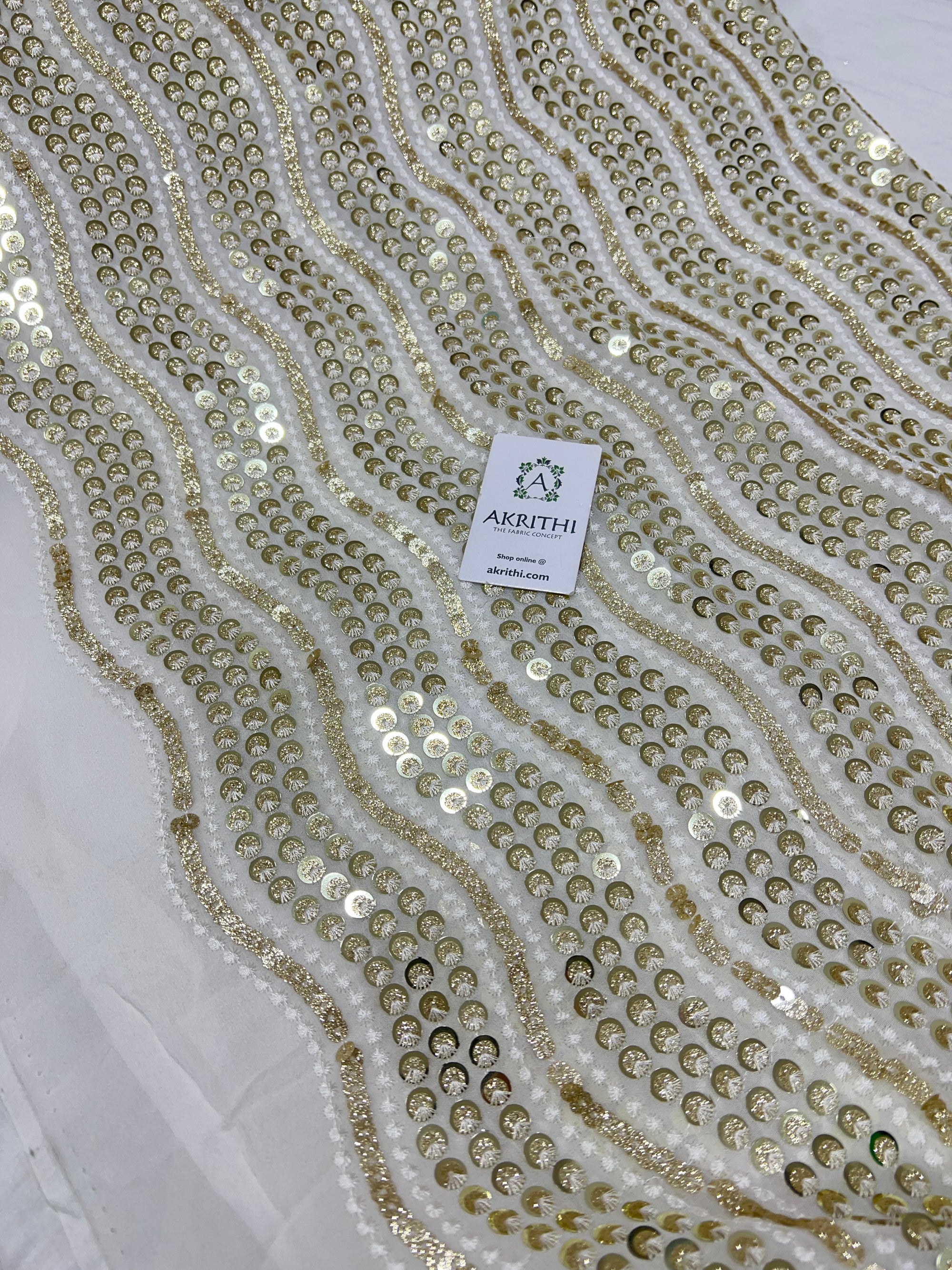 Embroidery on dyeable georgette fabric