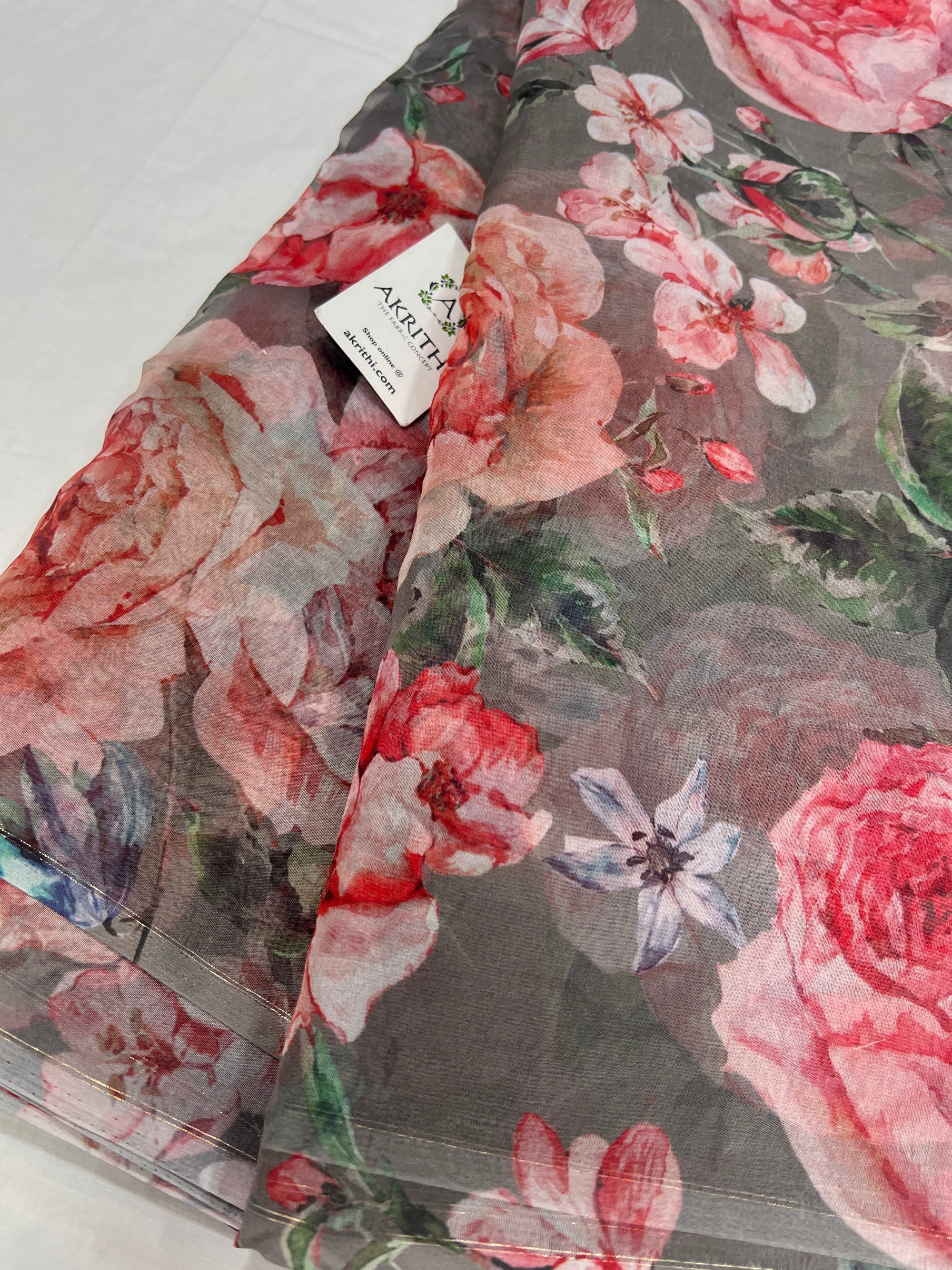Digital floral Printed organza fabric