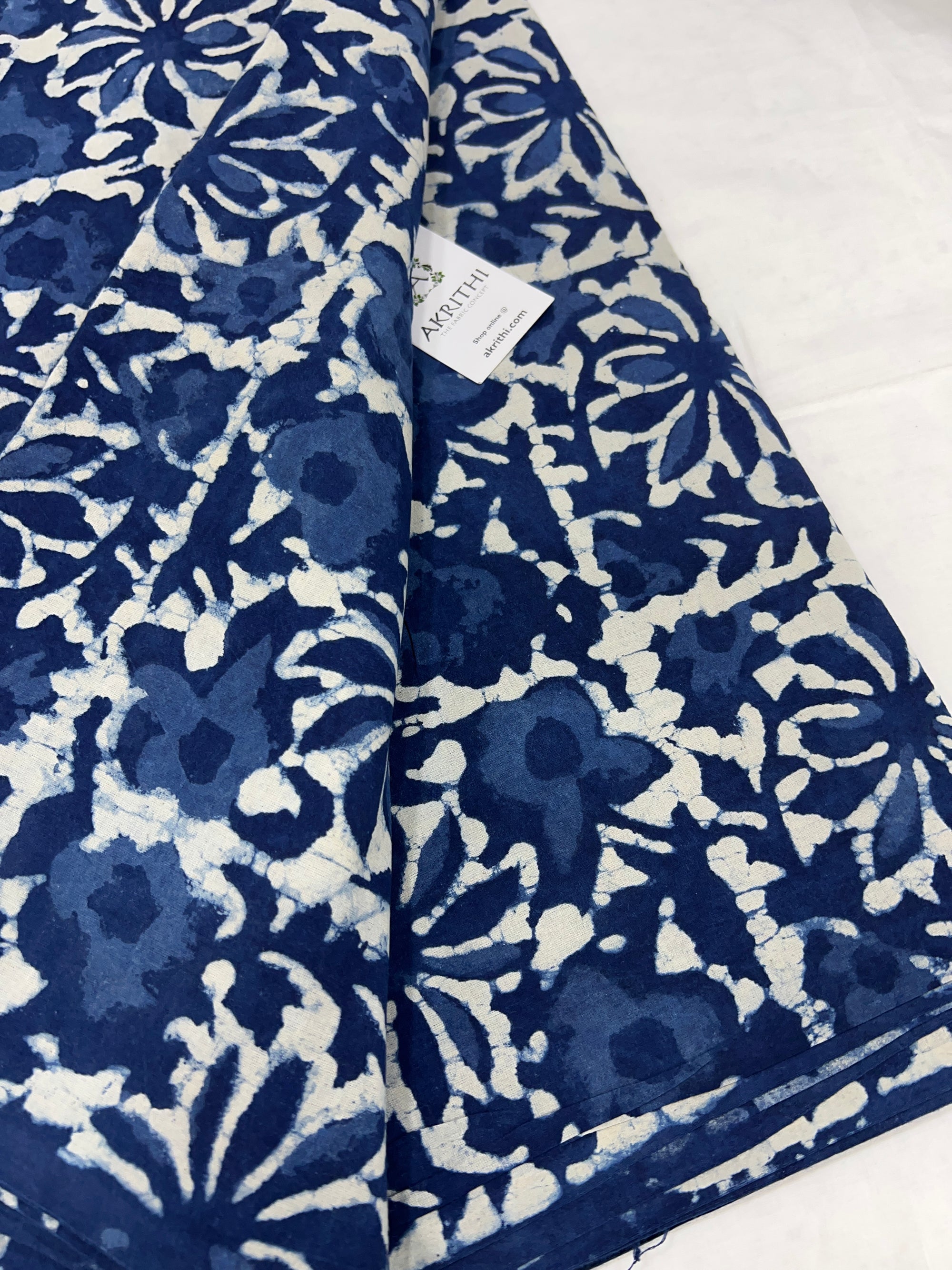 Indigo hand block pure cotton fabric