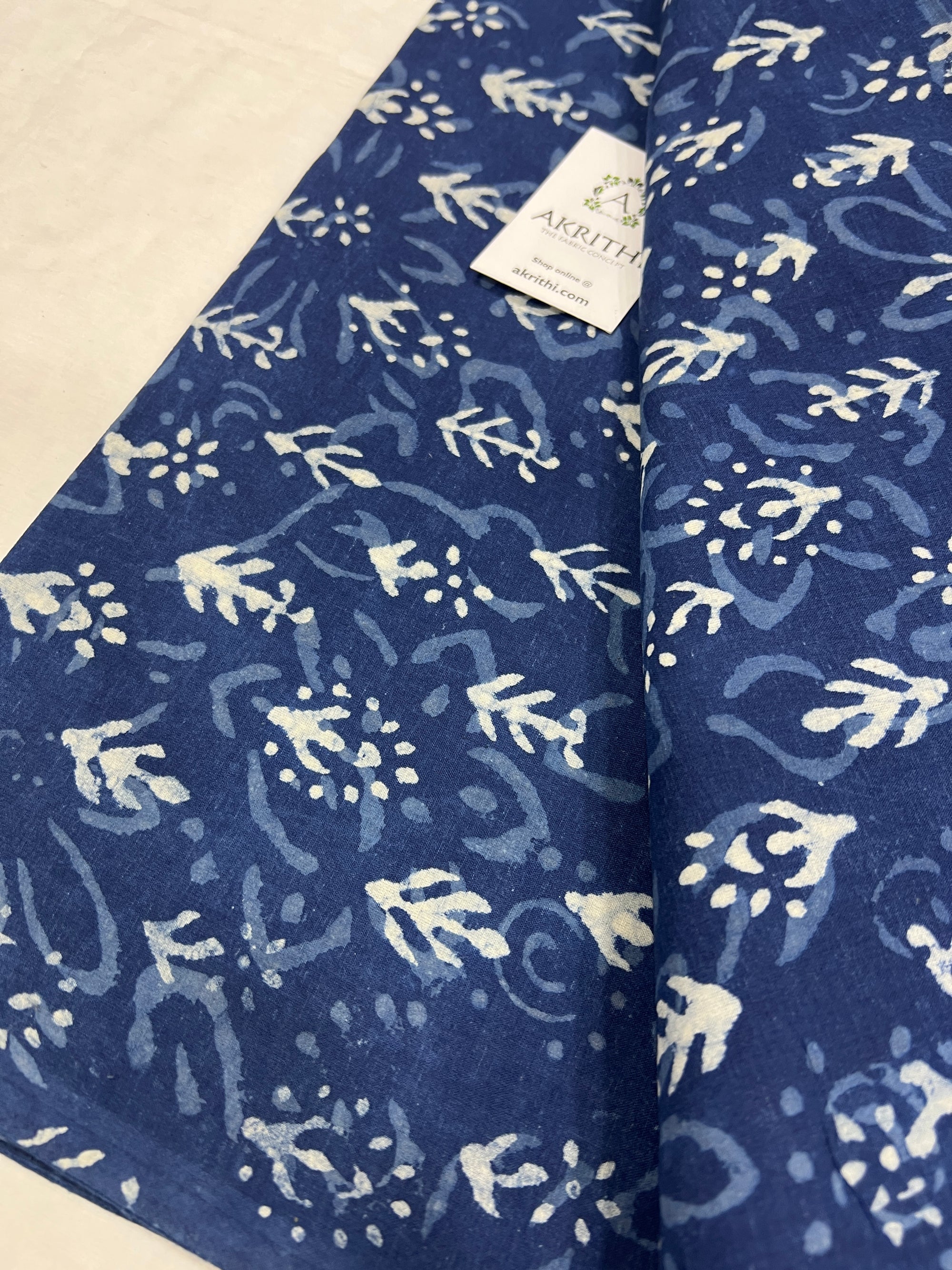 Indigo Printed pure cotton fabric