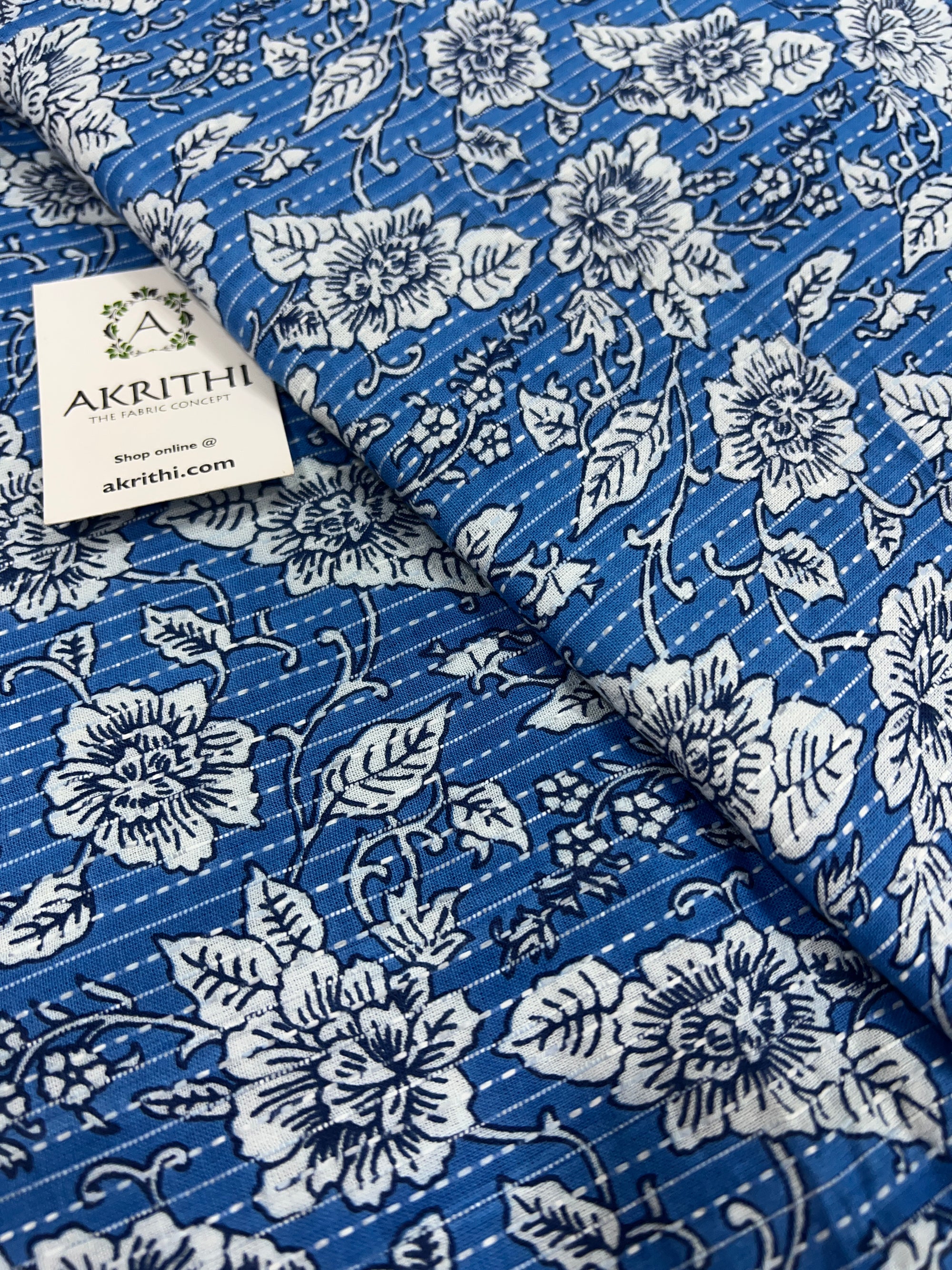 Printed Kantha pure cotton fabric