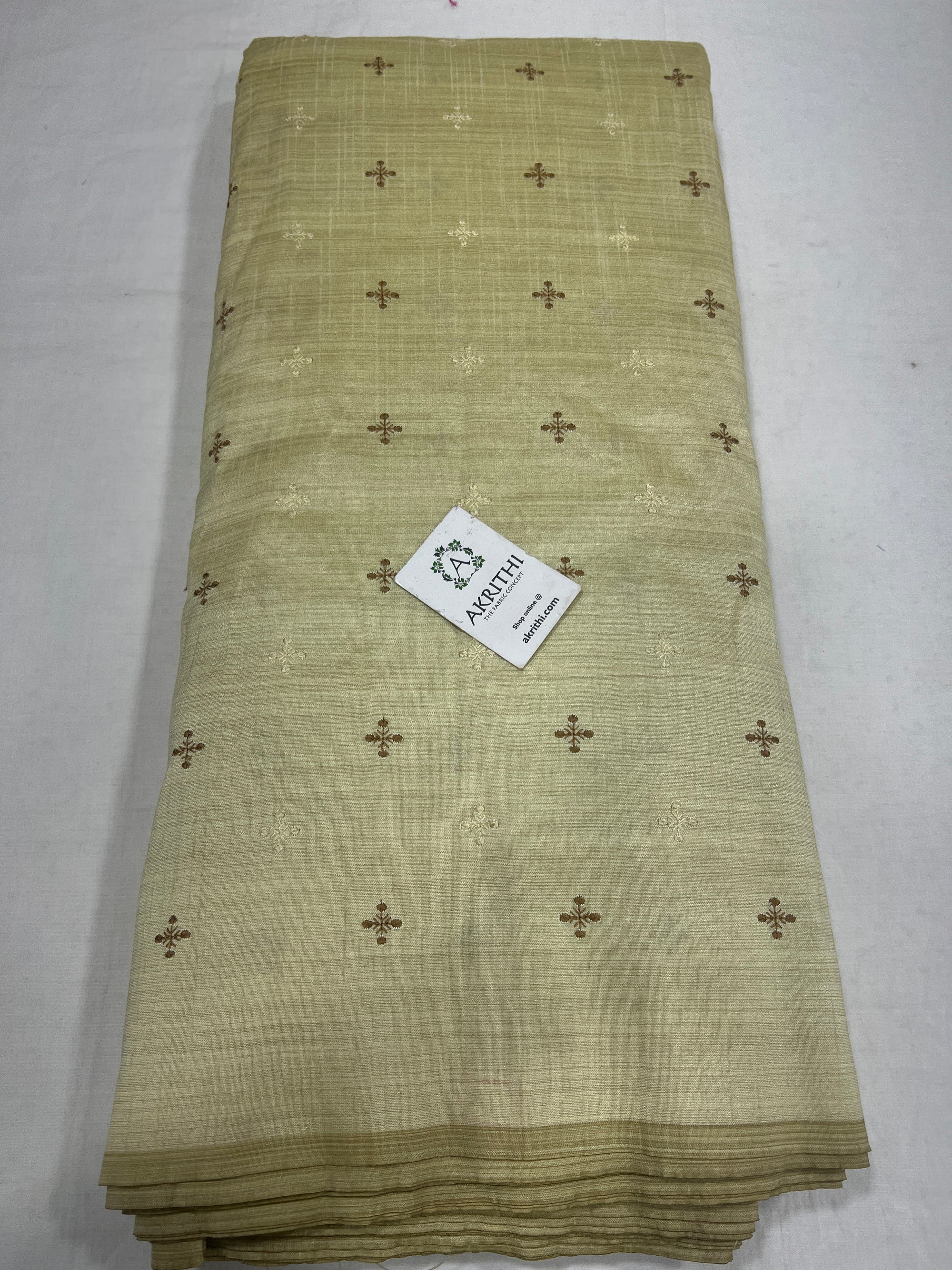 Embroidered raw silk fabric