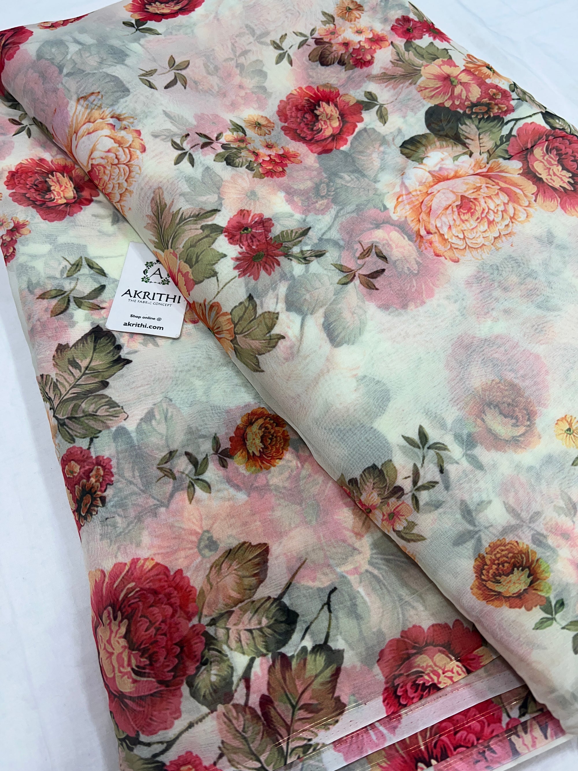Digital floral Printed organza fabric