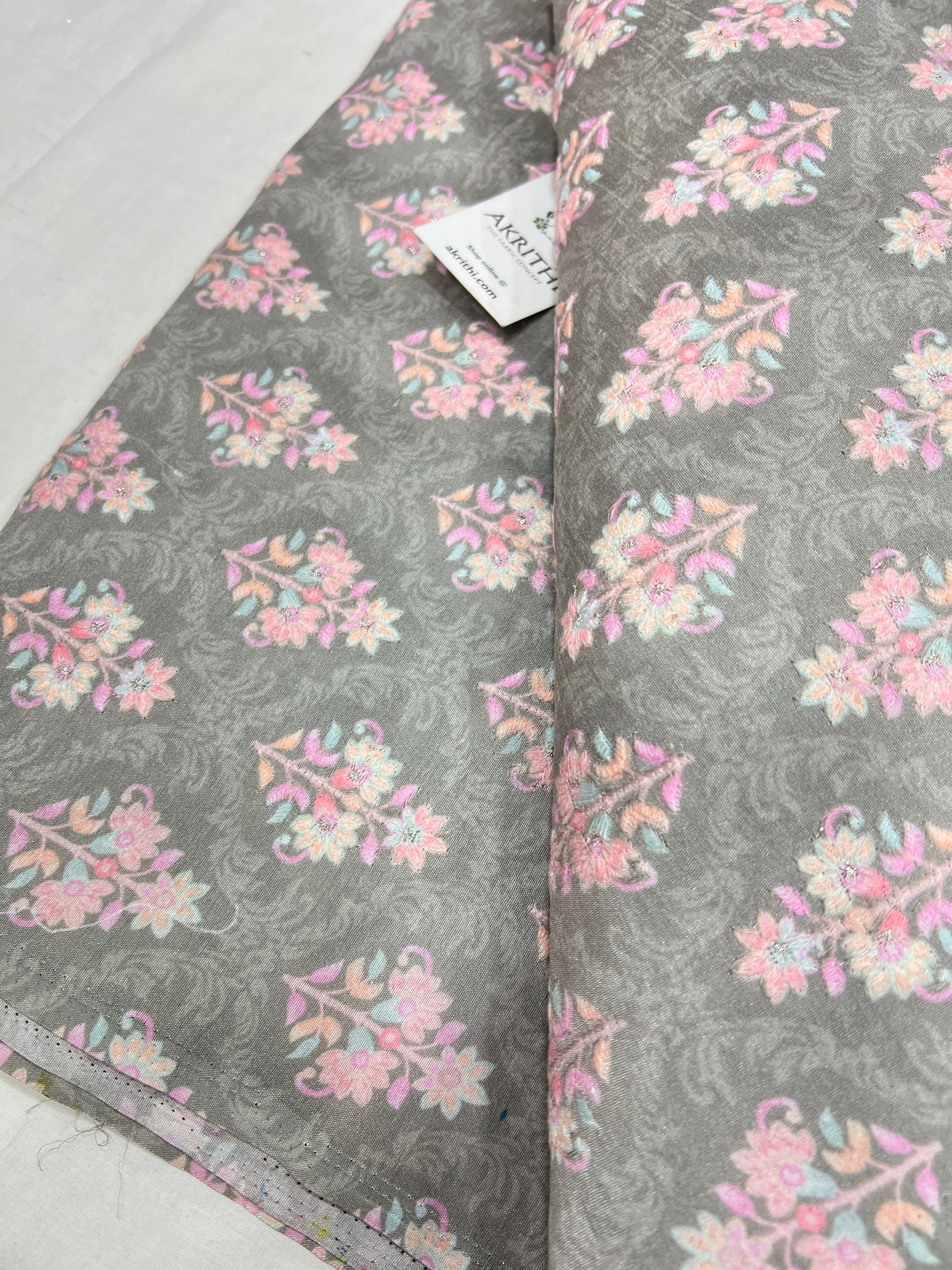 Embroidered Raw silk fabric