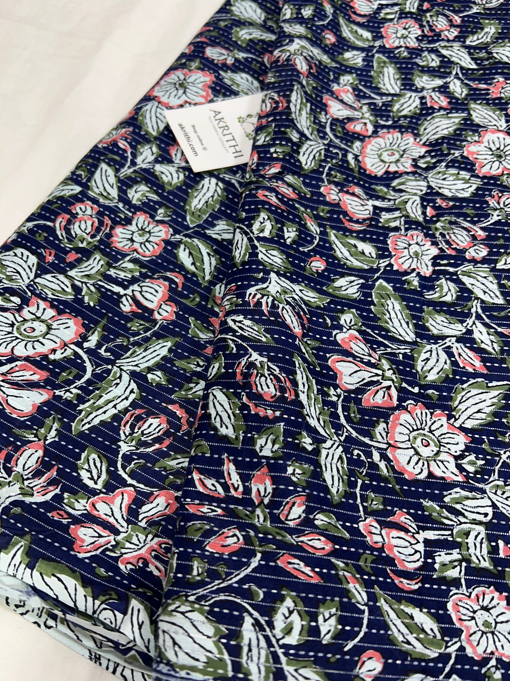 Printed Kantha pure cotton fabric