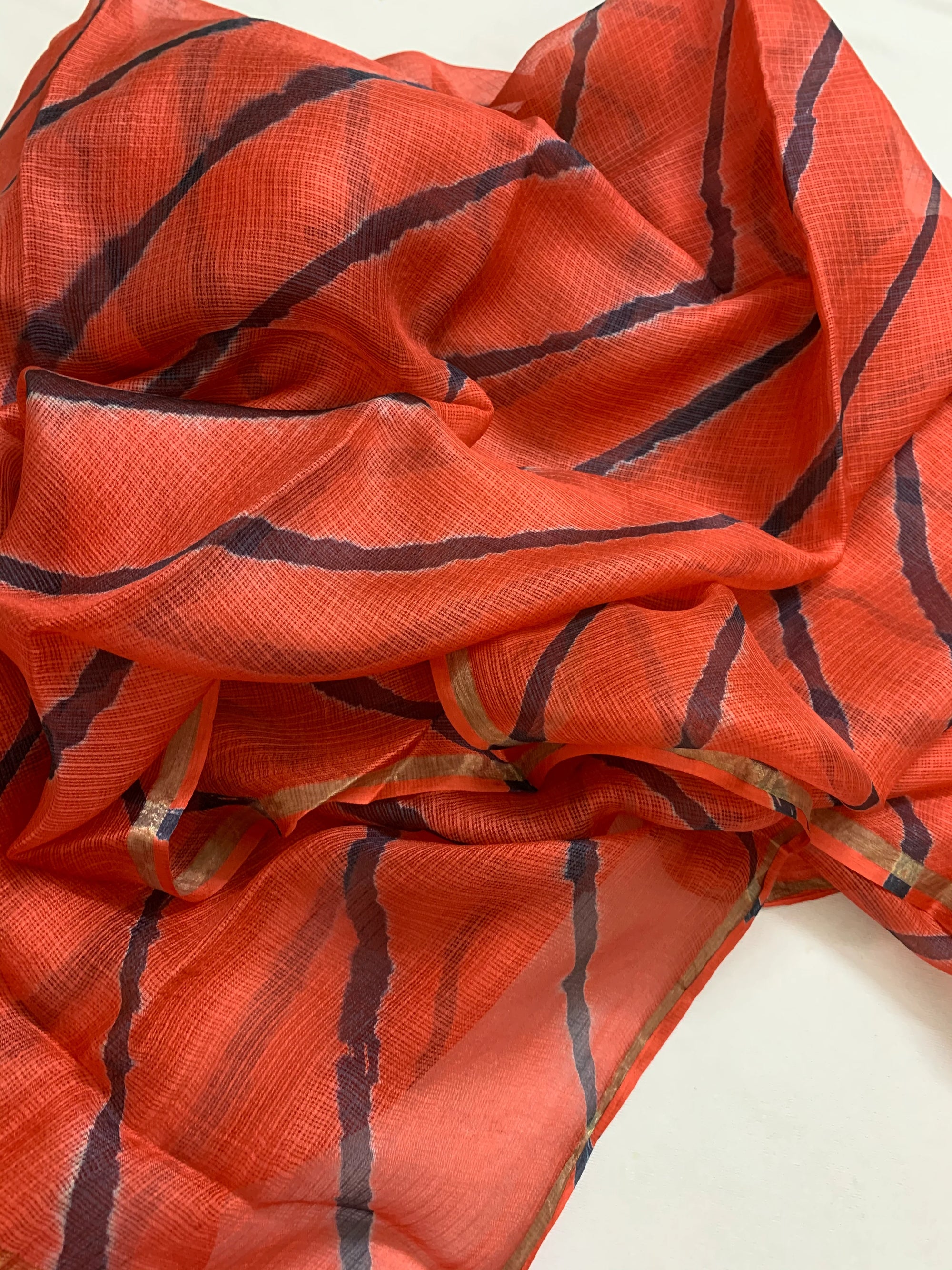 Pure silk Kota tie and dye fabric without zari border